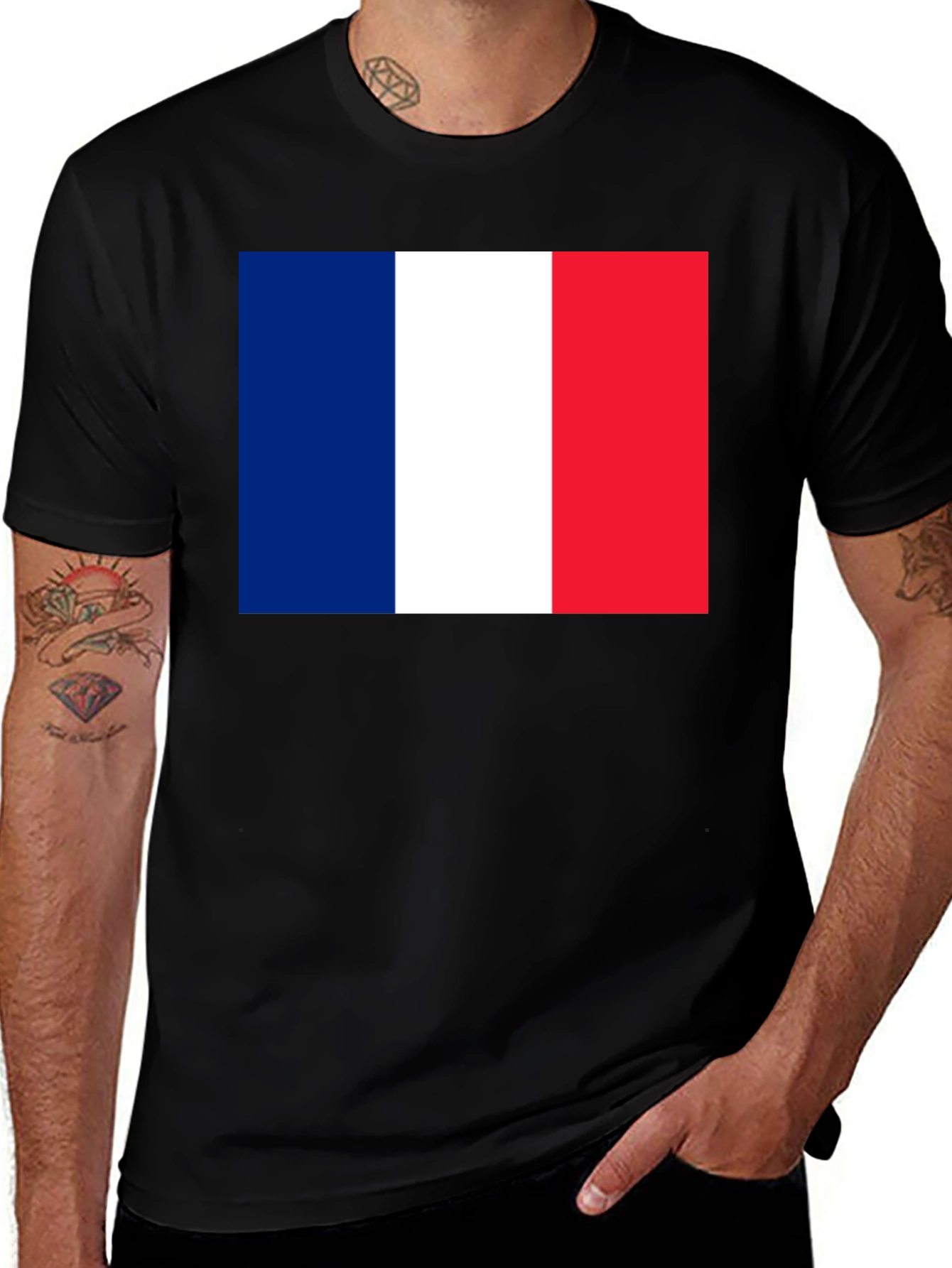 France Flag Graphic T-Shirt - Black Casual Tee