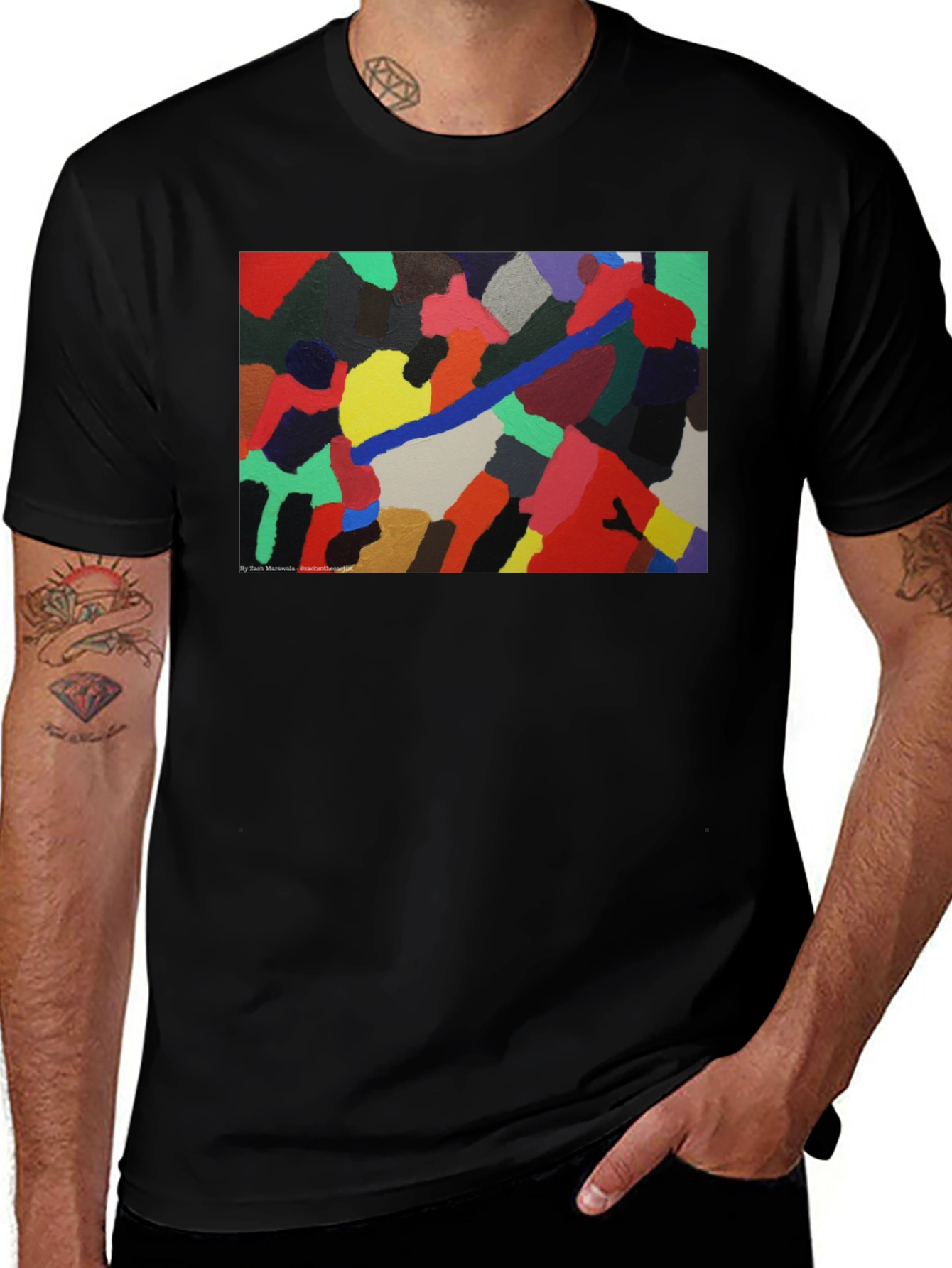 Variant 21 of Abstract Art Print Black T-Shirt