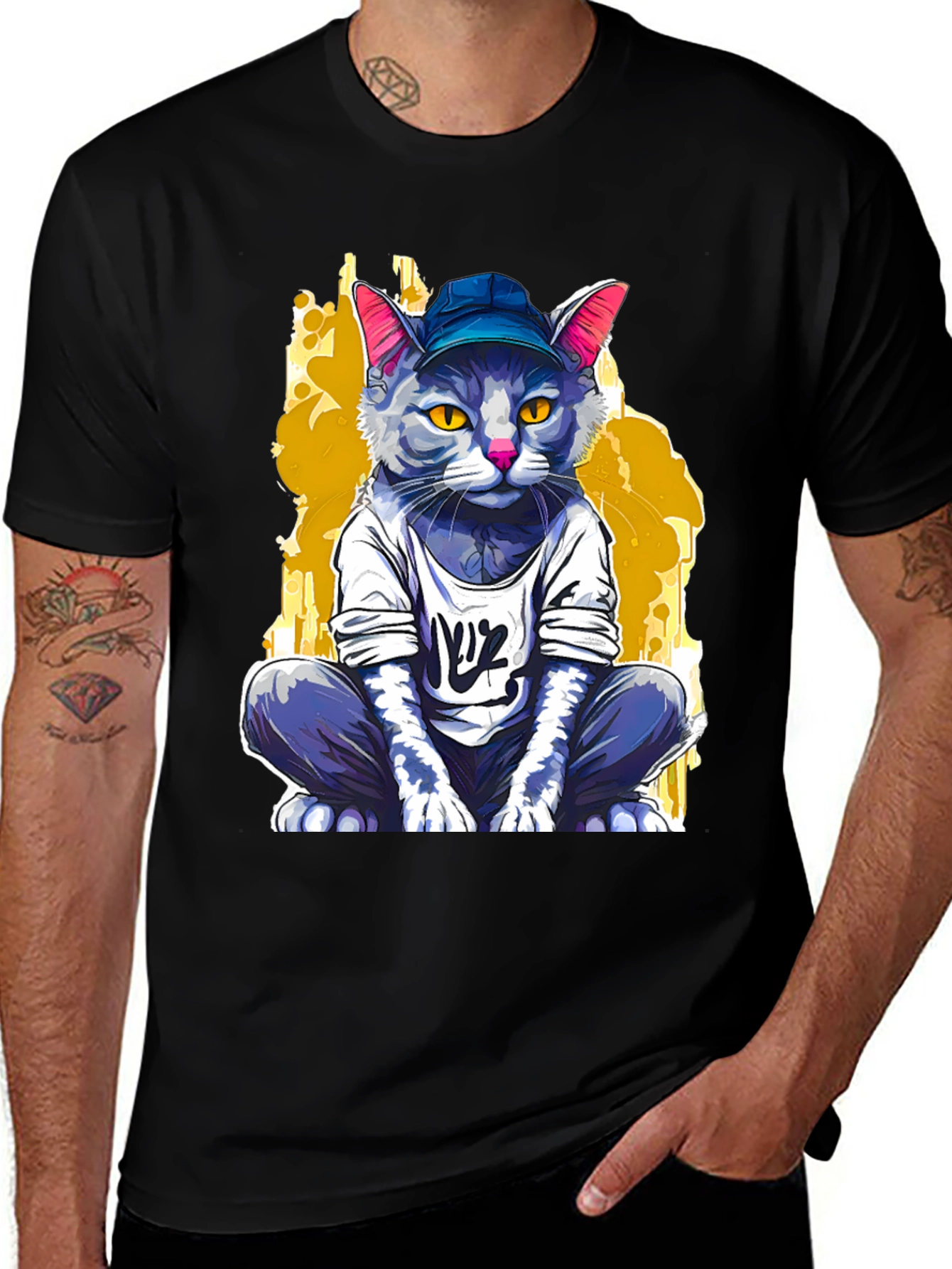 Variant 15 of Cool Cat Graphic Tee - Trendy Streetwear