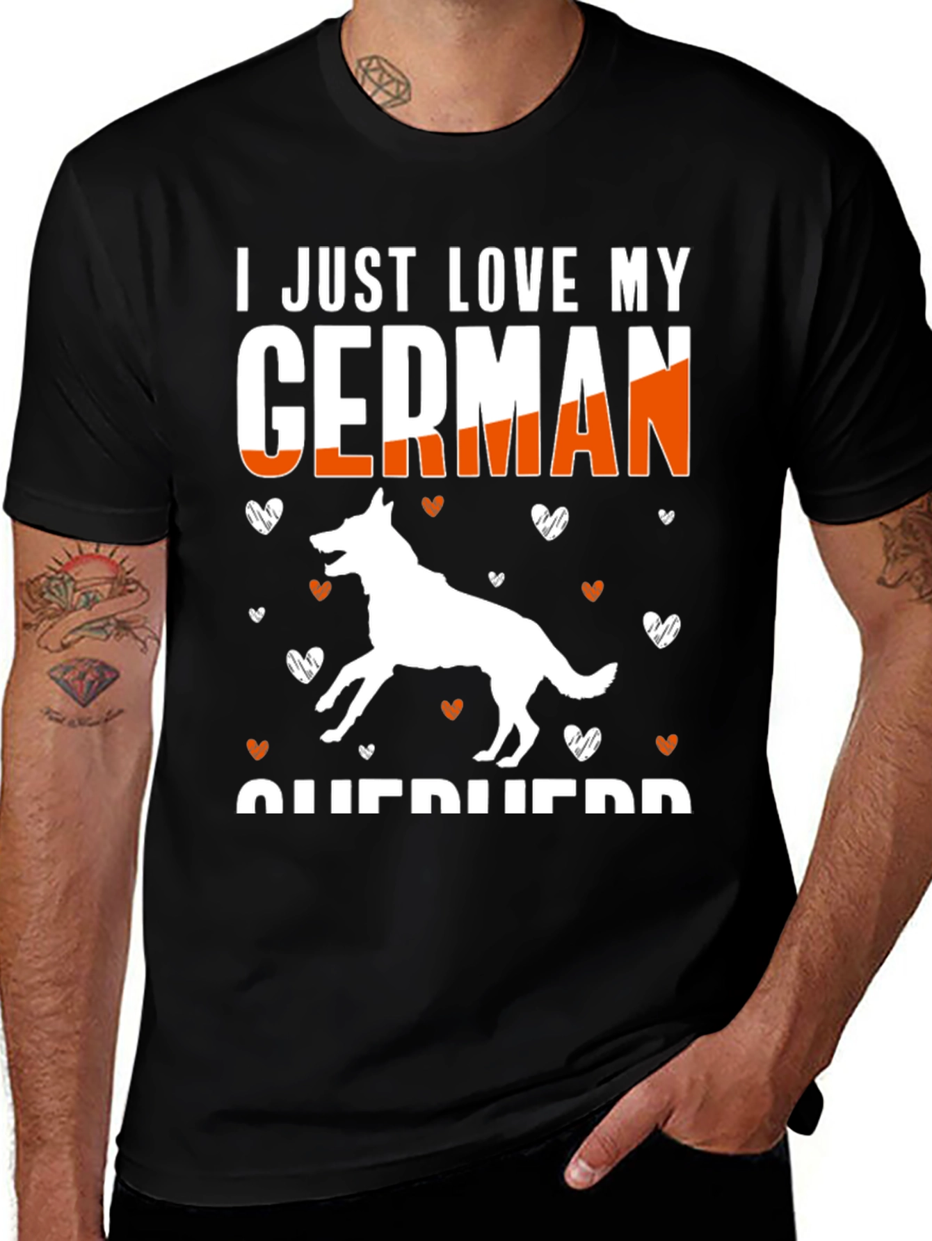 Variant 8 of I Love My German Shepherd Black T-Shirt