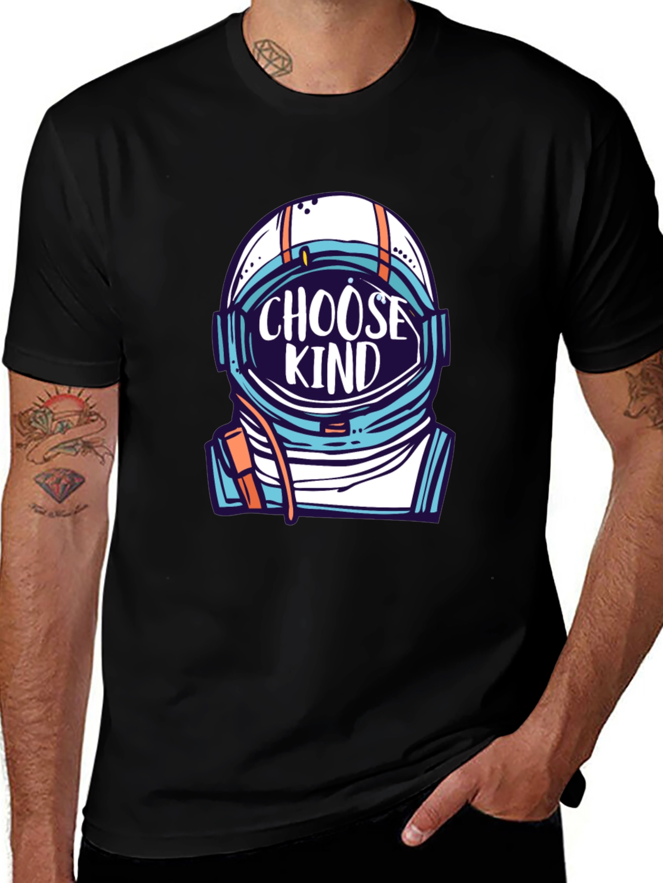Variant 25 of Choose Kind Astronaut Graphic Tee - Stylish Comfort