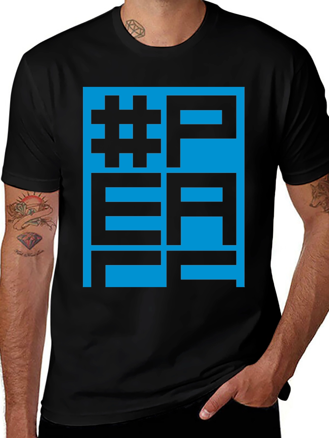 Variant 16 of Men's Graphic Tee - Hashtag PEFL Black Cotton T-Shirt