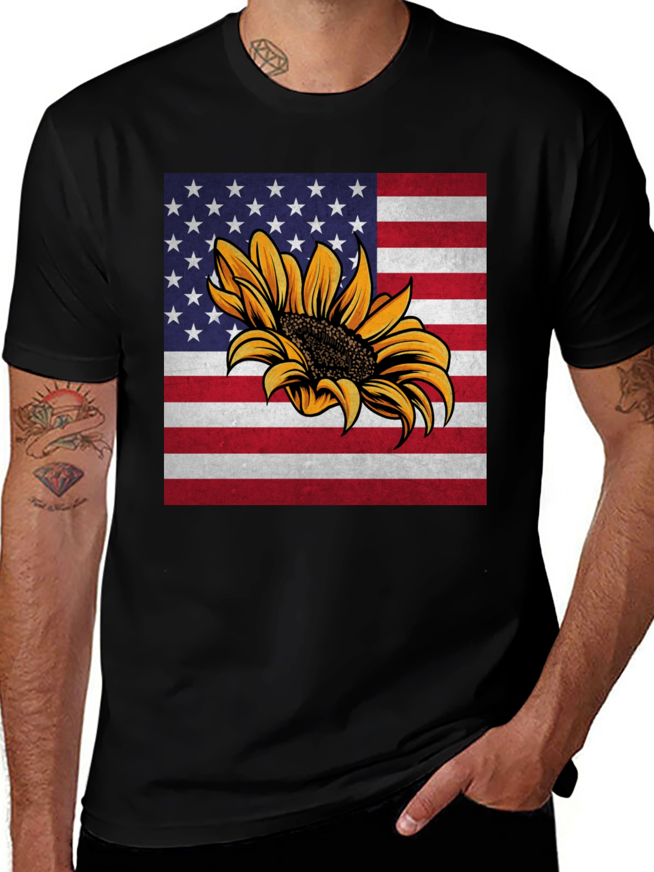Variant 9 of Sunflower US Flag Graphic Tee