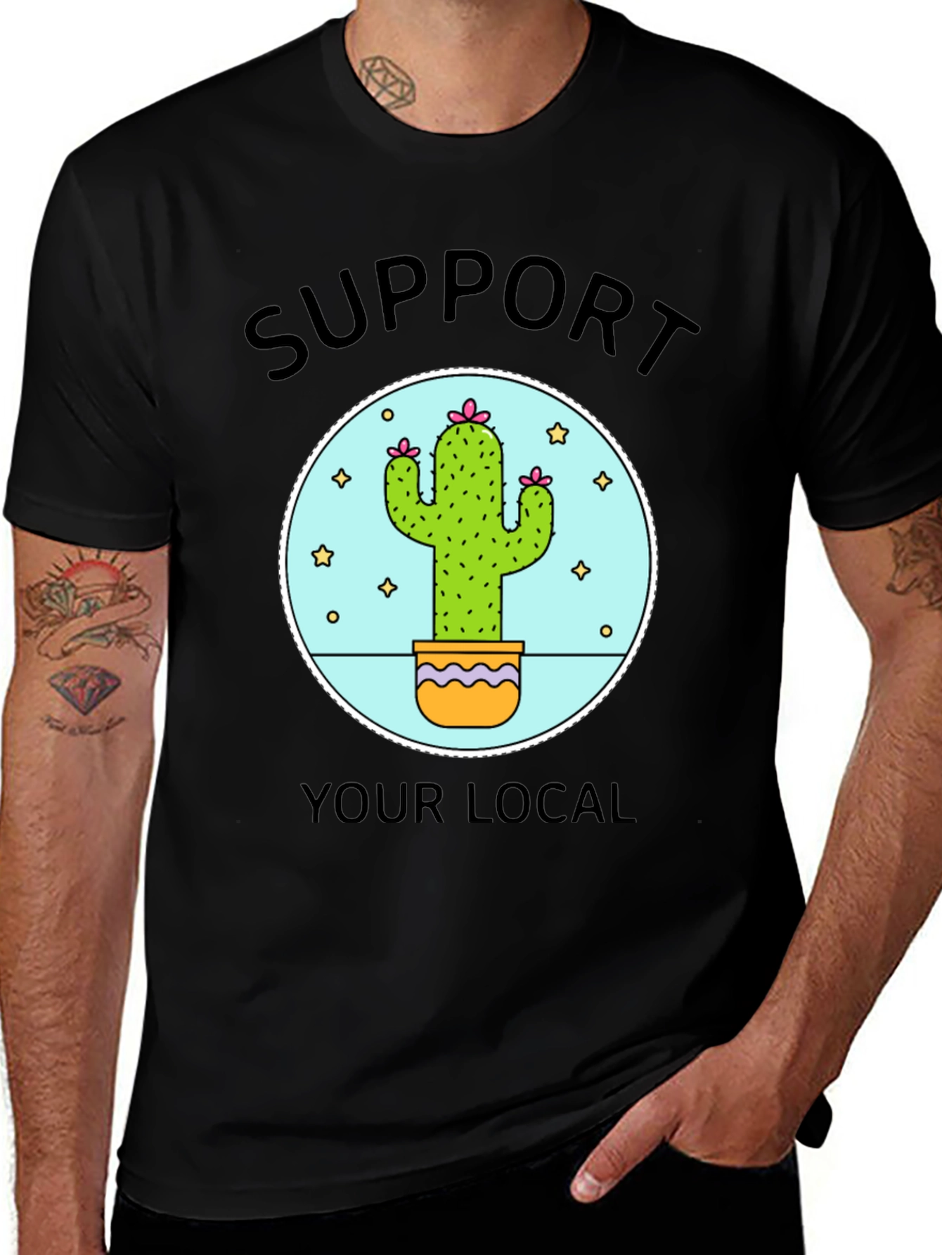 Support Your Local Cactus Graphic T-Shirt