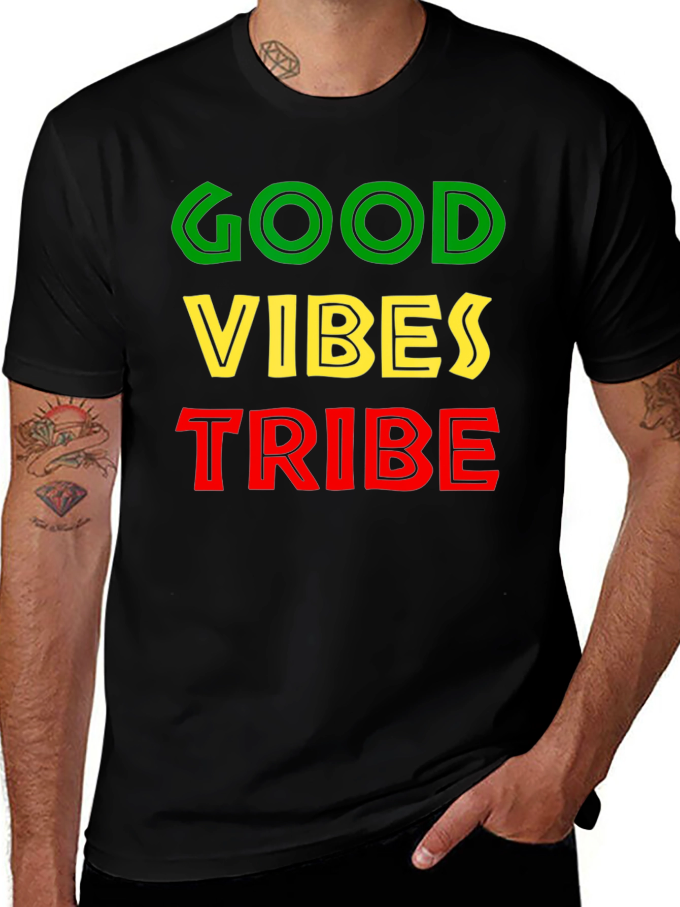 Variant 11 of Good Vibes Tribe Black Graphic Tee