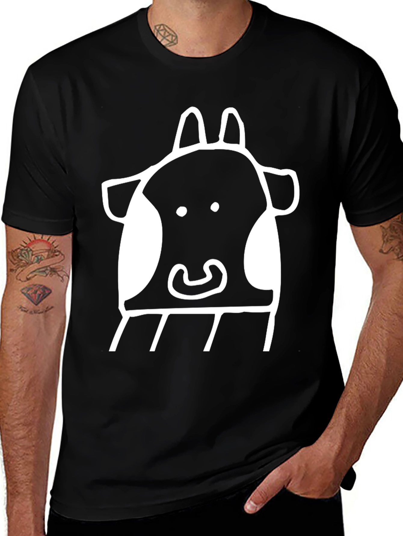 Cow Graphic Tee - Quirky Style, Black T-Shirt
