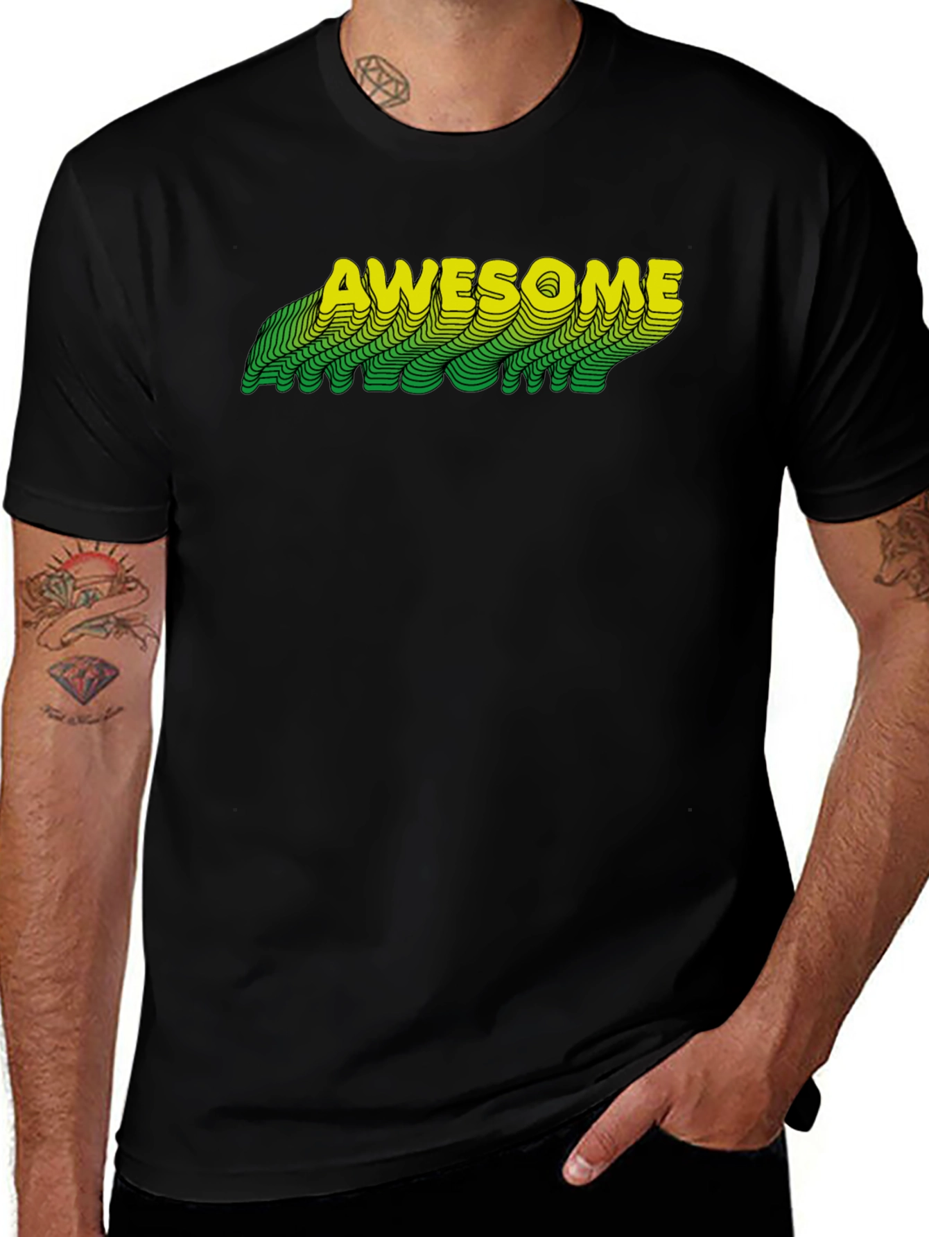 Awesome Graphic Print Crew Neck T-Shirt