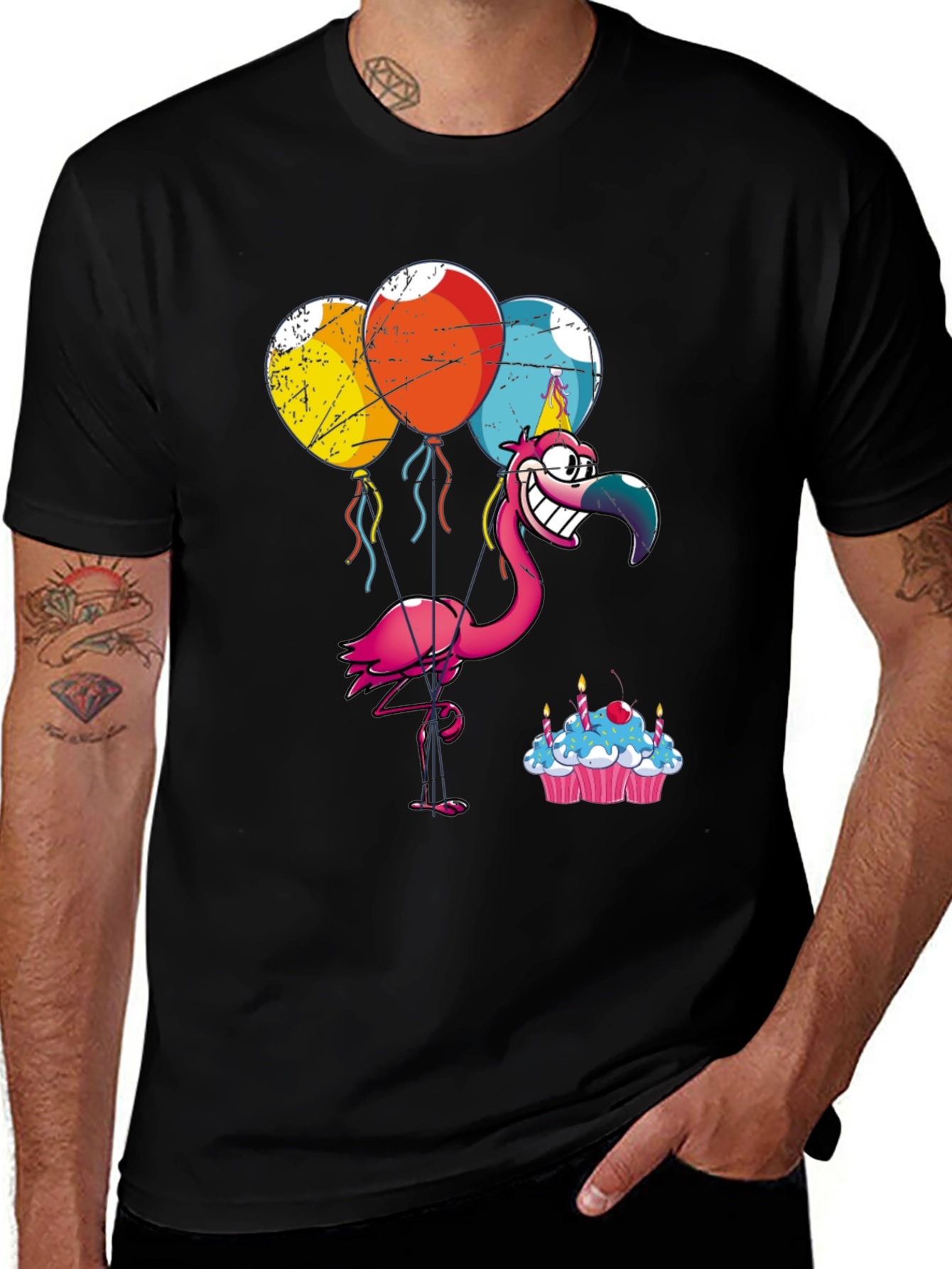 Variant 18 of Party Flamingo T-Shirt: Birthday Celebration Tee