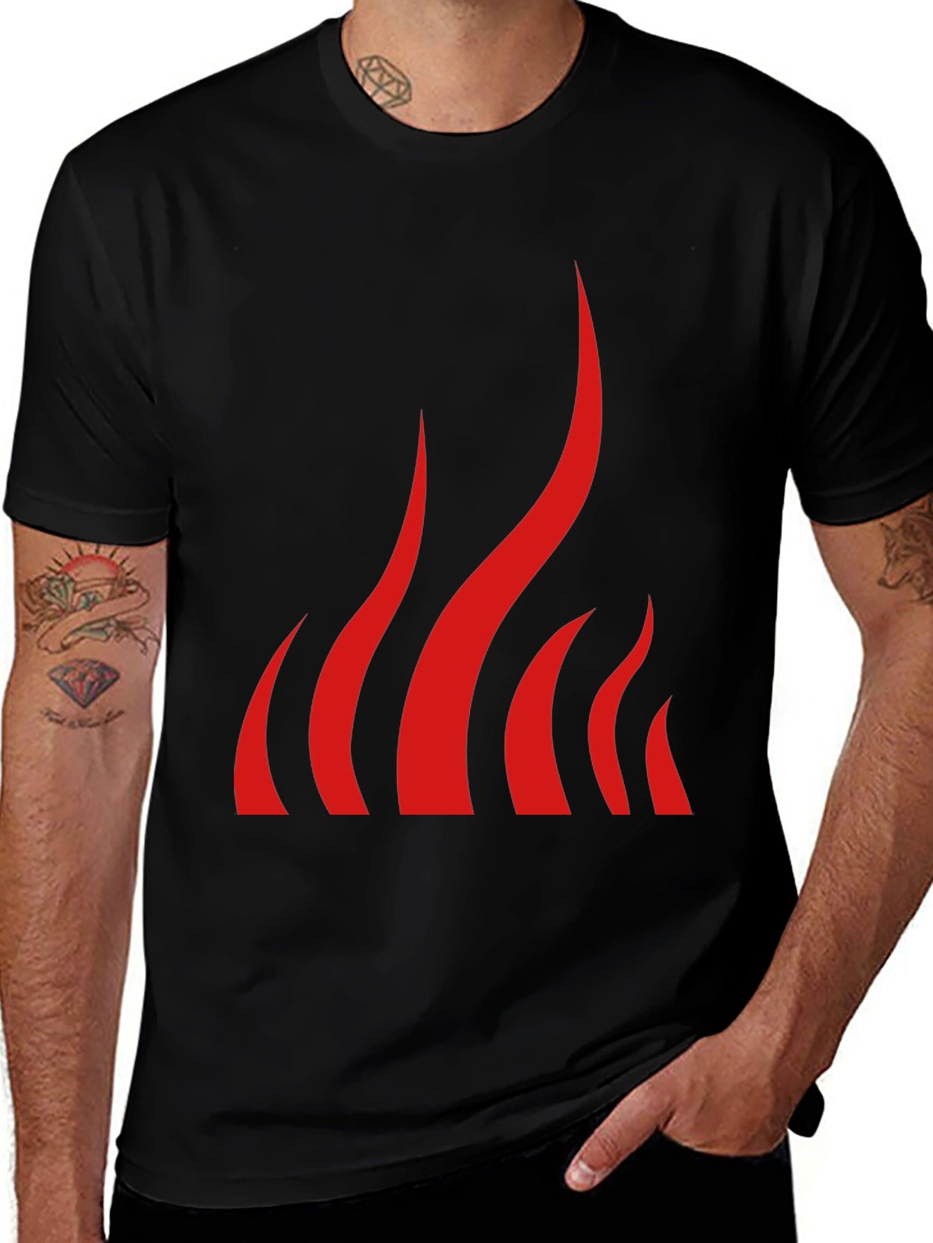 Variant 22 of Bold Red Flame Graphic Black T-Shirt