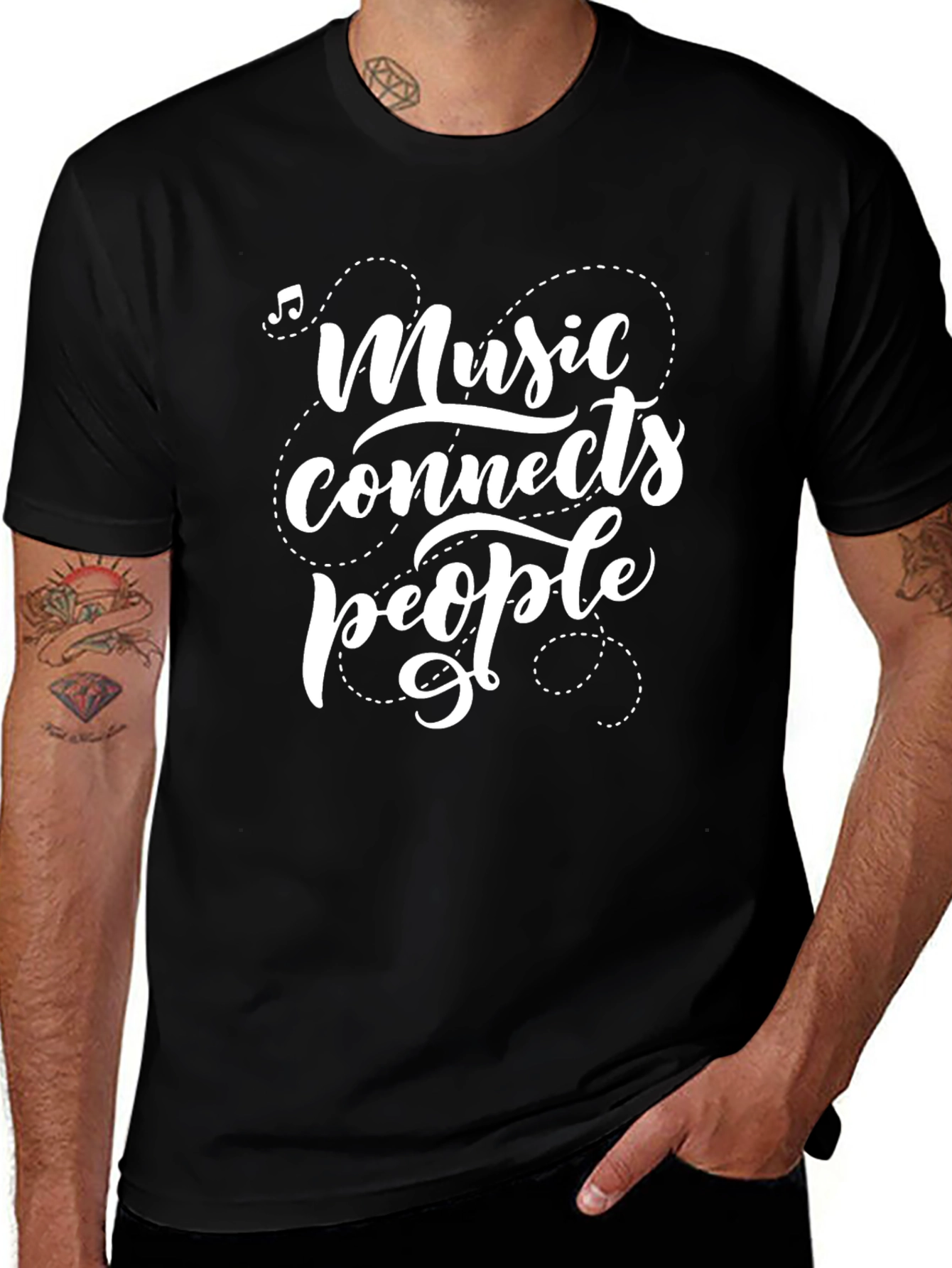 Variant 26 of Music Connects People Black Graphic Tee