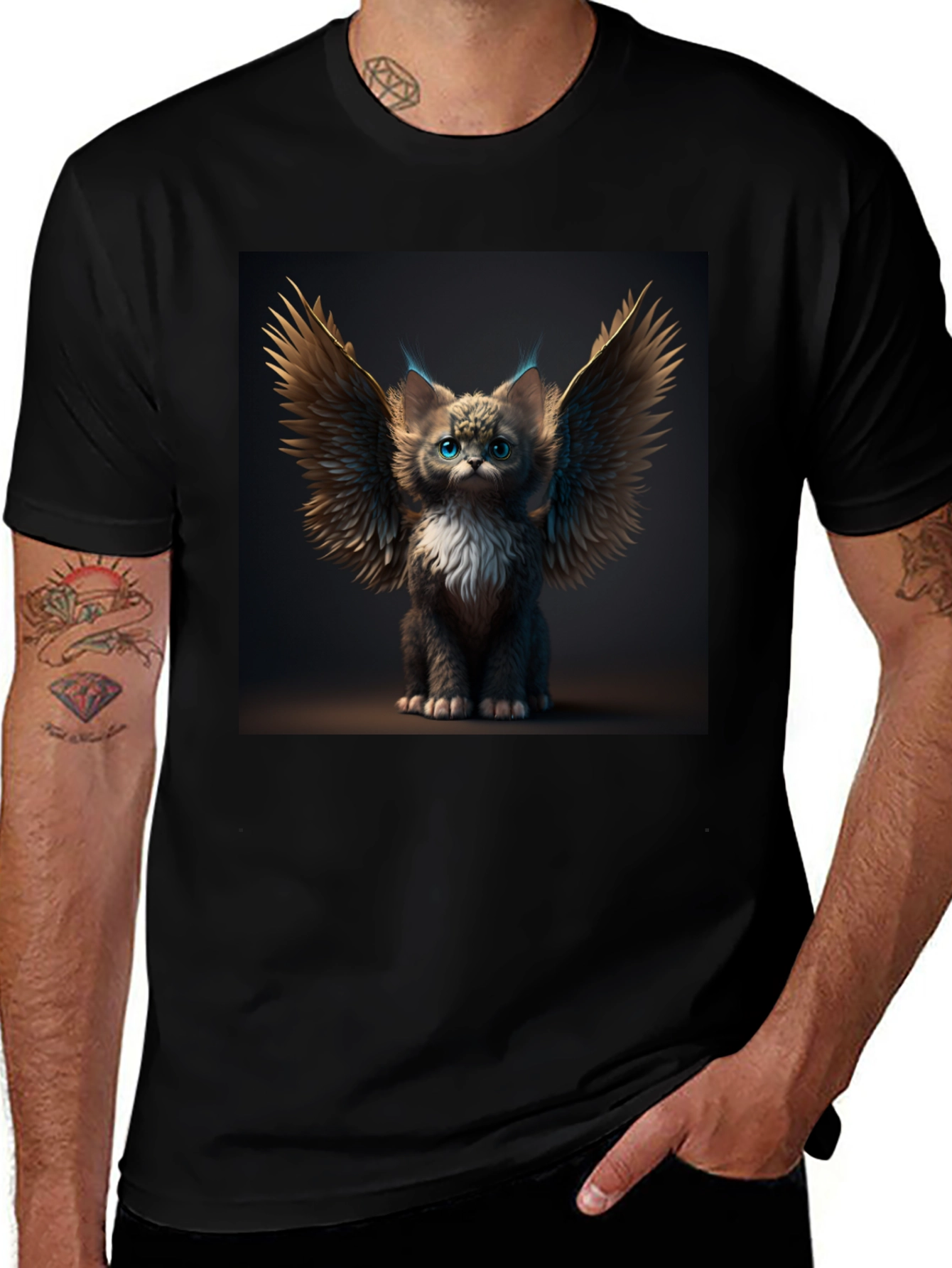 Winged Cat T-Shirt - Unique Graphic Tee