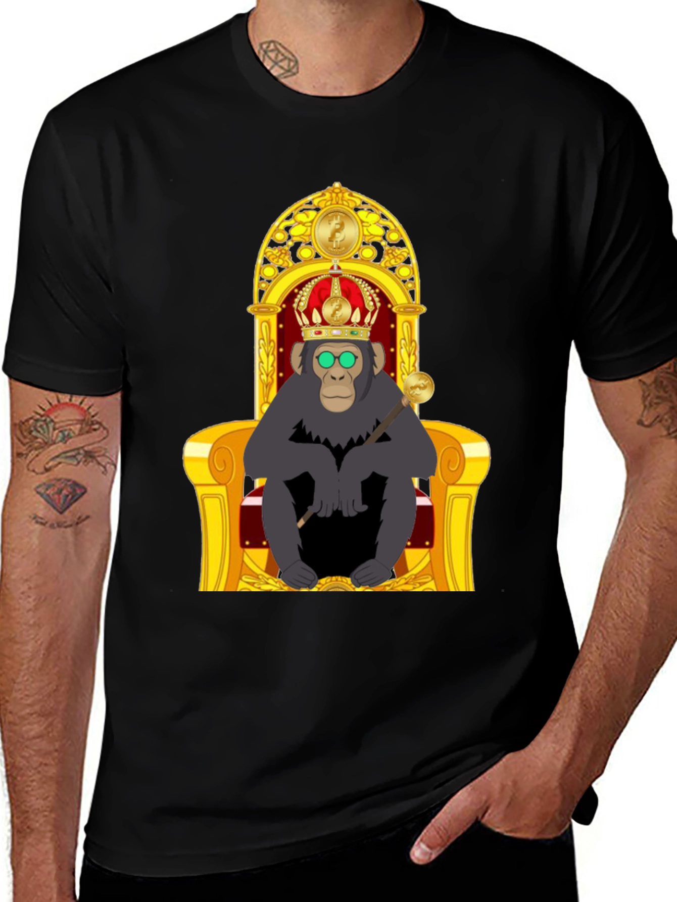 Variant 24 of Ape King T-Shirt - Cartoon Gorilla on Throne