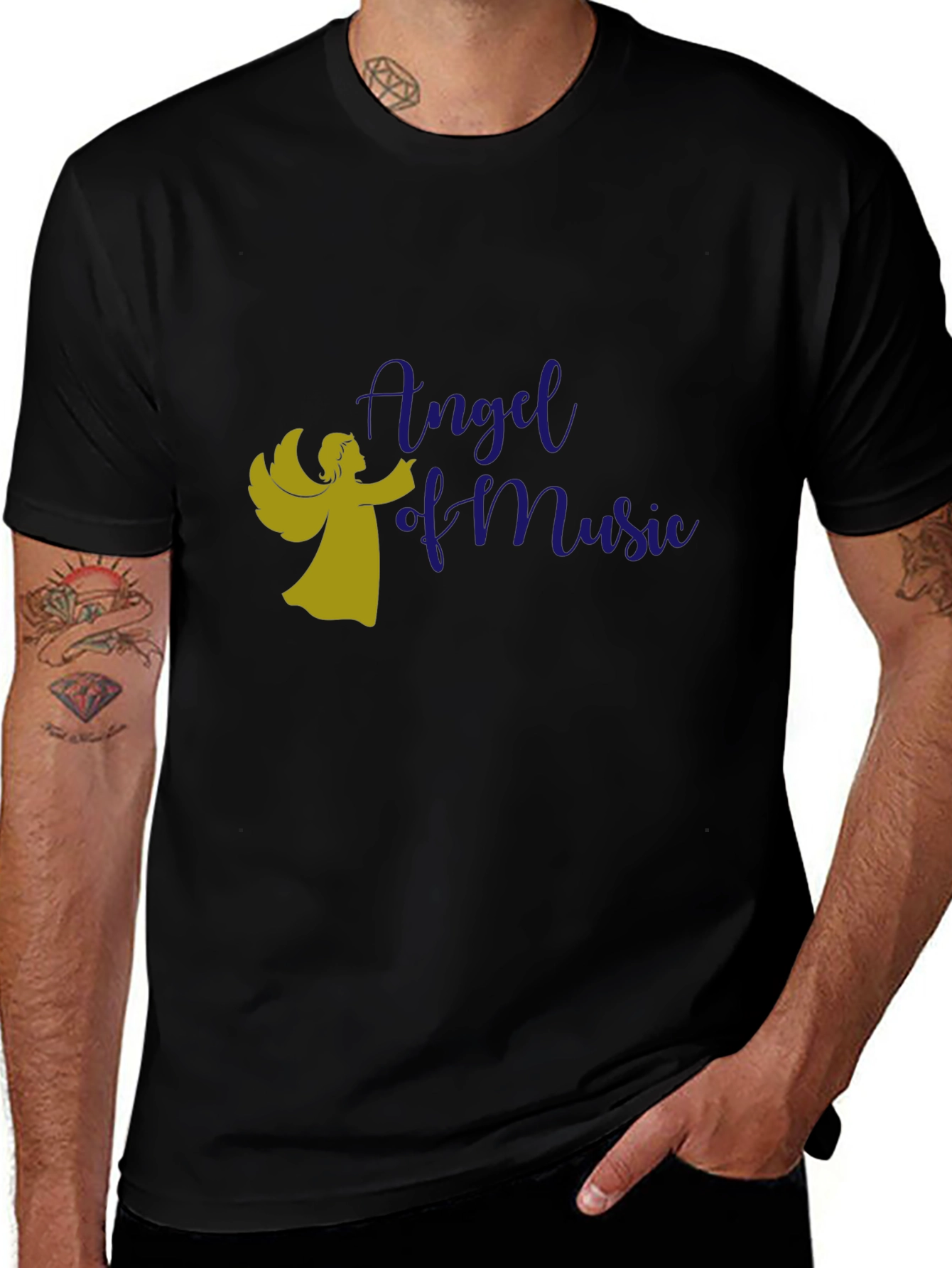 Variant 17 of Angel of Music Graphic Tee - Soft Black Shirt
