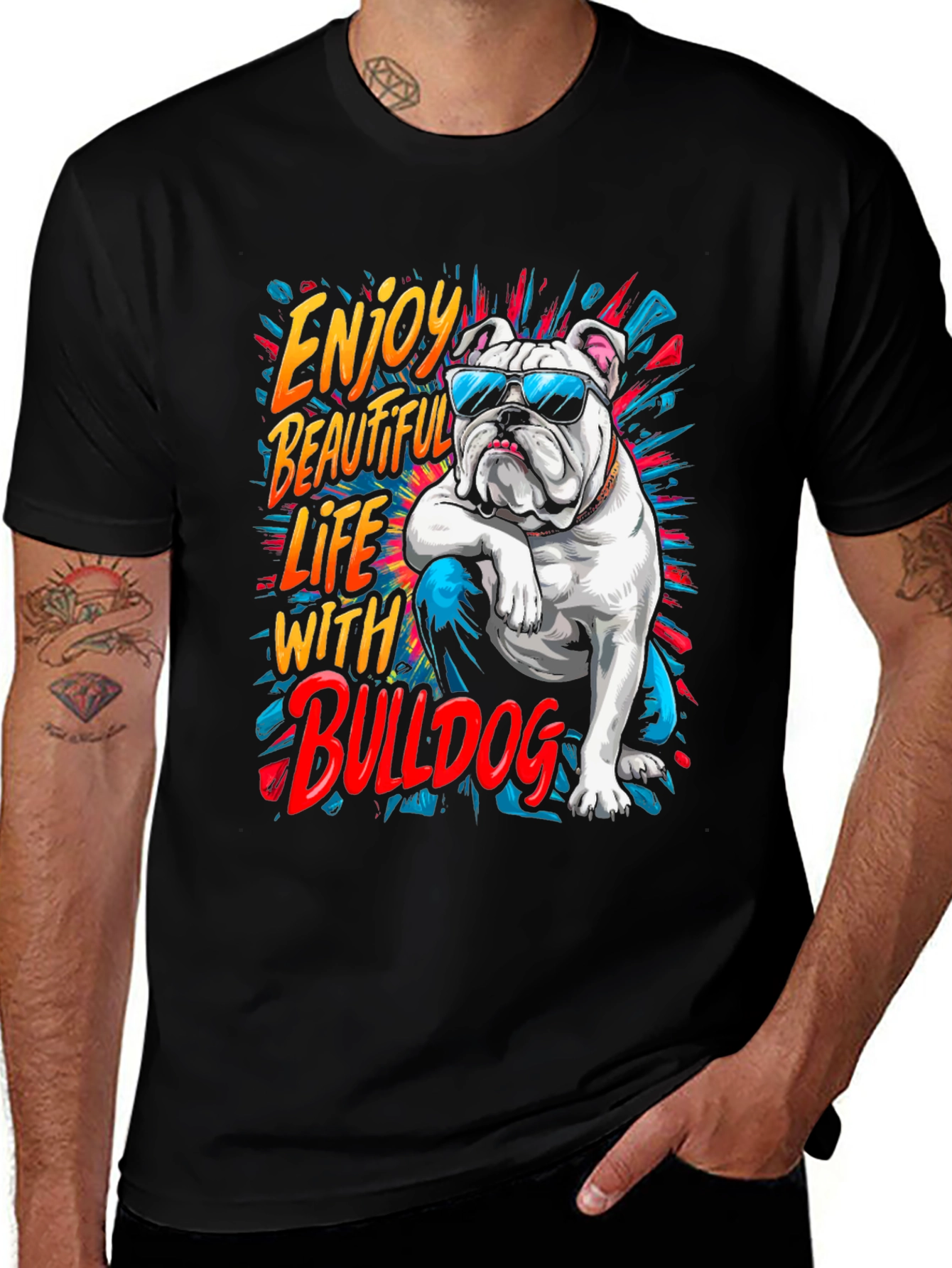 Variant 6 of Cool Bulldog Graphic Tee - Enjoy Life!