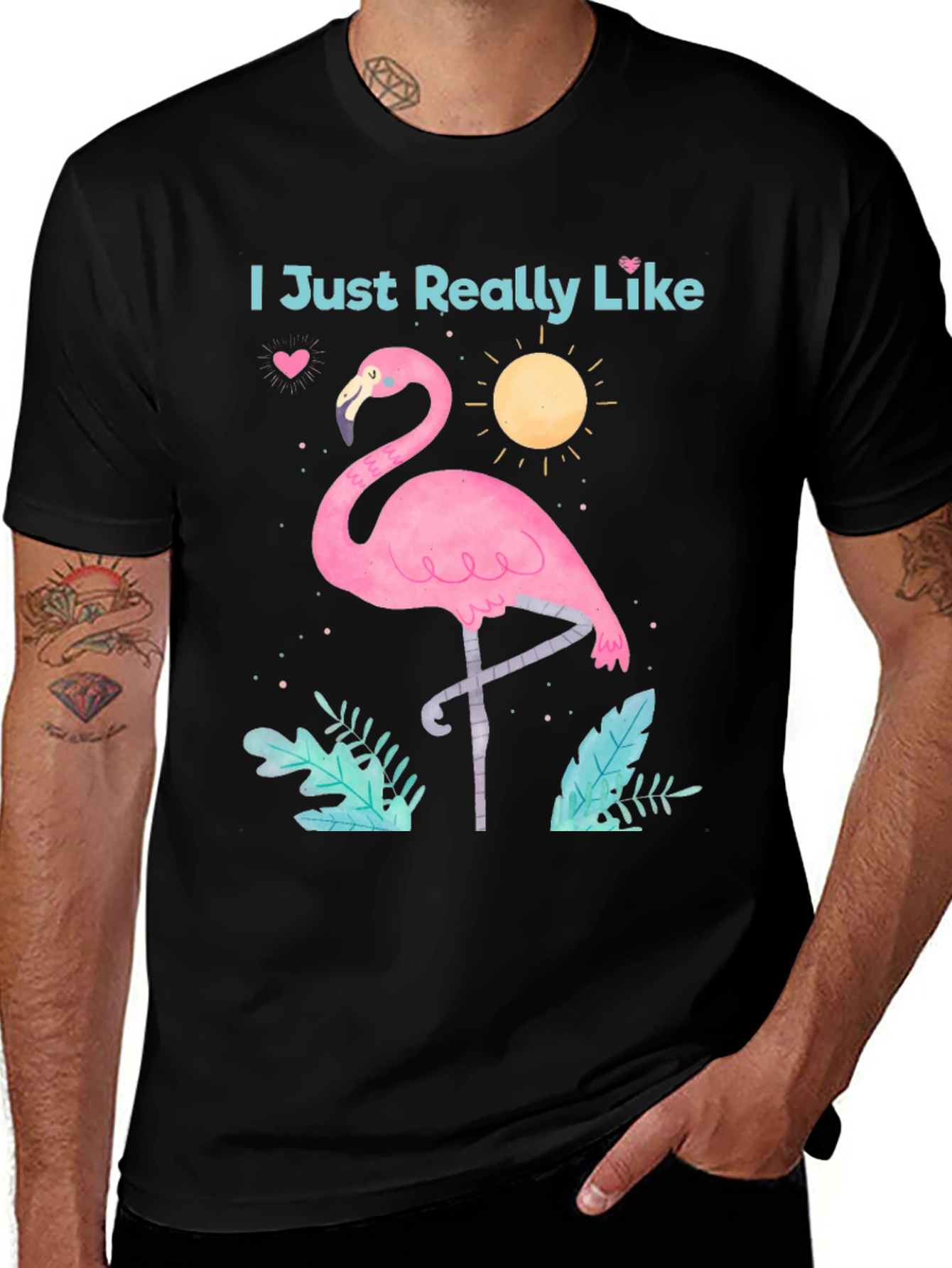 Variant 12 of I Just Really Like Flamingos Black T-Shirt