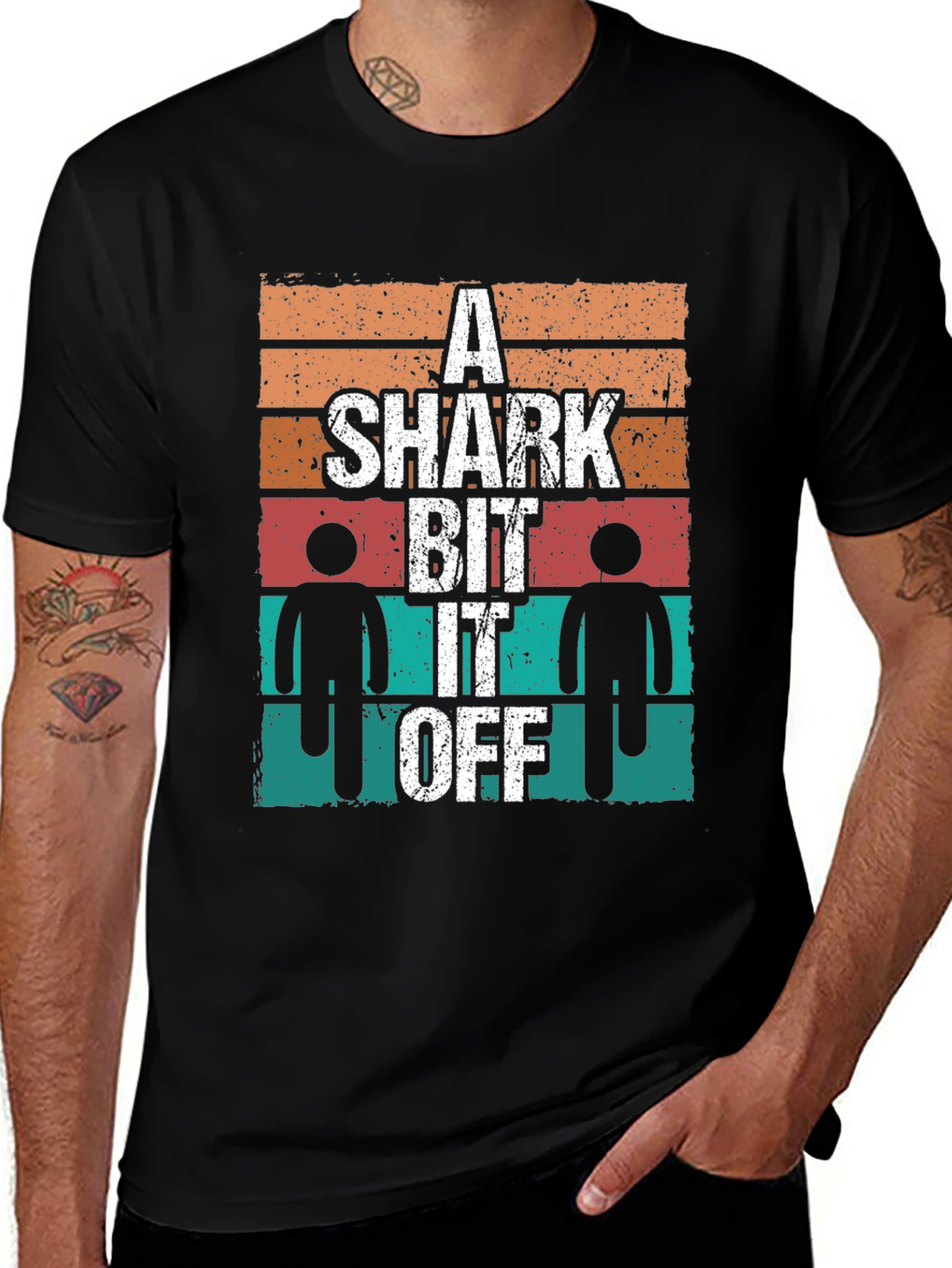 Variant 17 of A Shark Bit It Off Men's Graphic T-Shirt