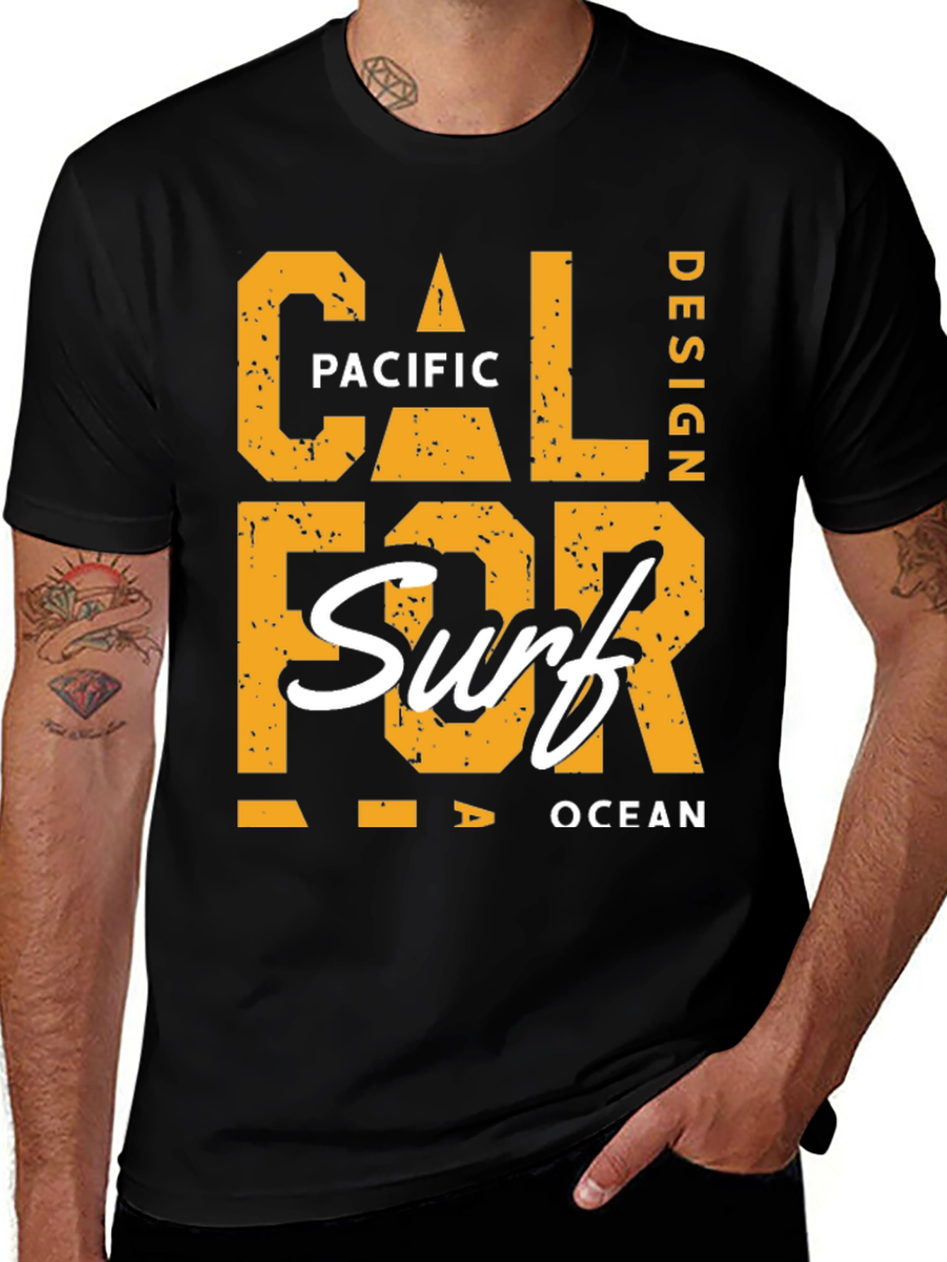 Variant 4 of California Surf Graphic Tee - Black Cotton Casual Shirt
