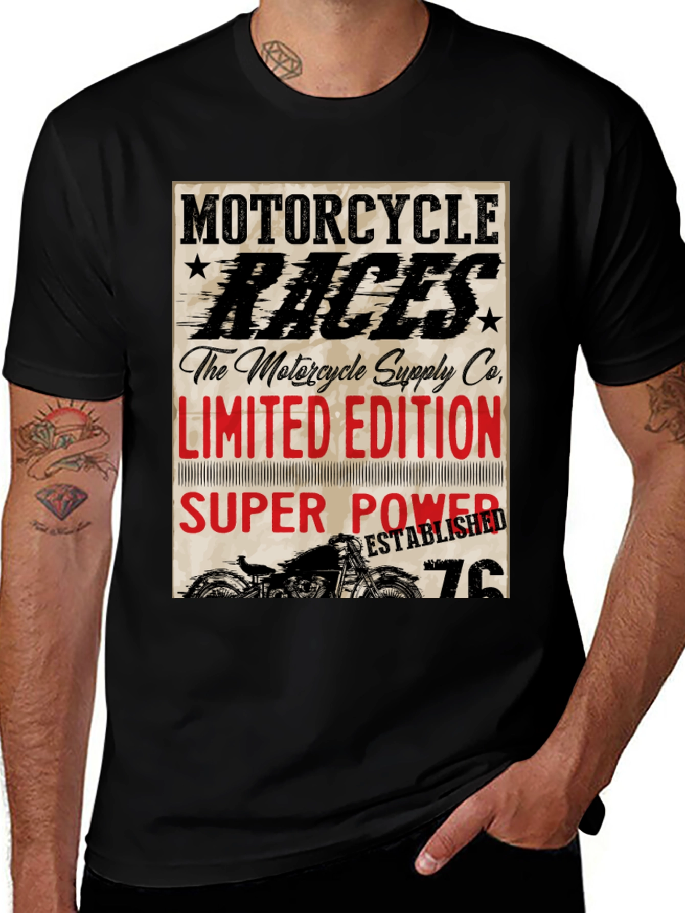 Variant 17 of Motorcycle Races Limited Edition Black T-Shirt