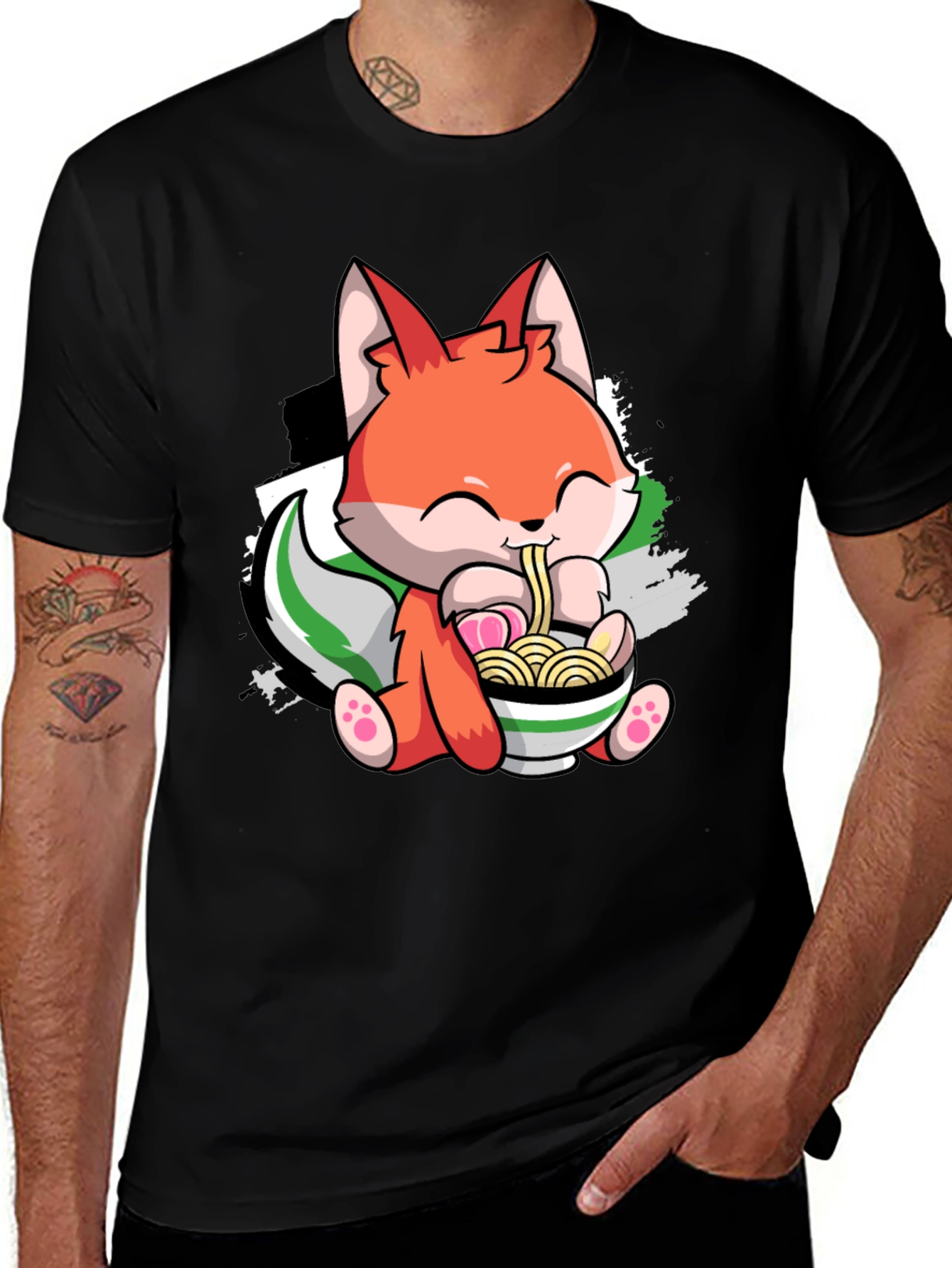 Variant 2 of Cute Fox Ramen Bowl Graphic Tee