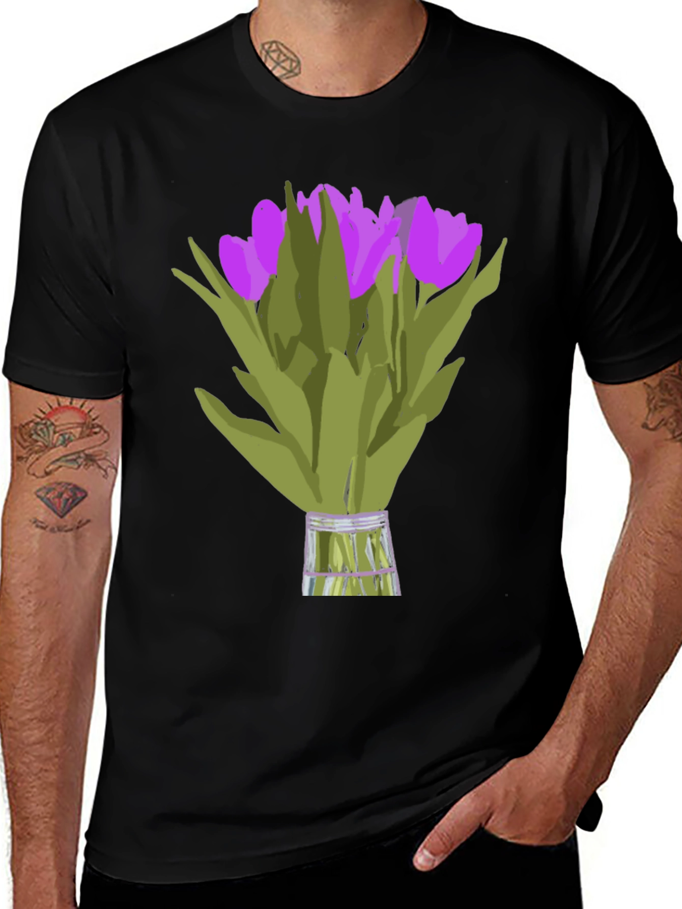Variant 17 of Tulip Bouquet Graphic Tee - Unique Floral Design