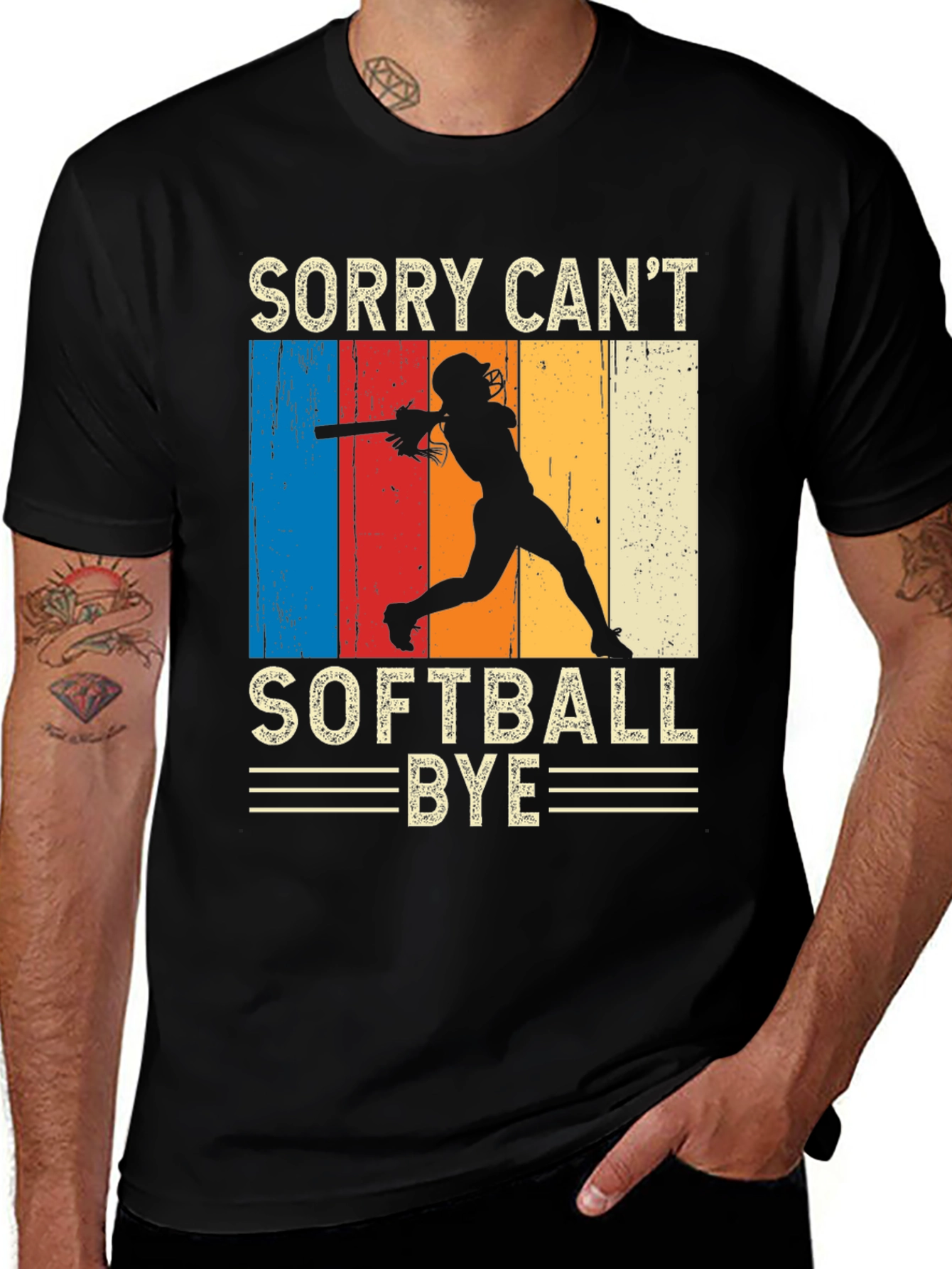 Variant 10 of Softball T-Shirt - Sorry Can't Bye Retro Design