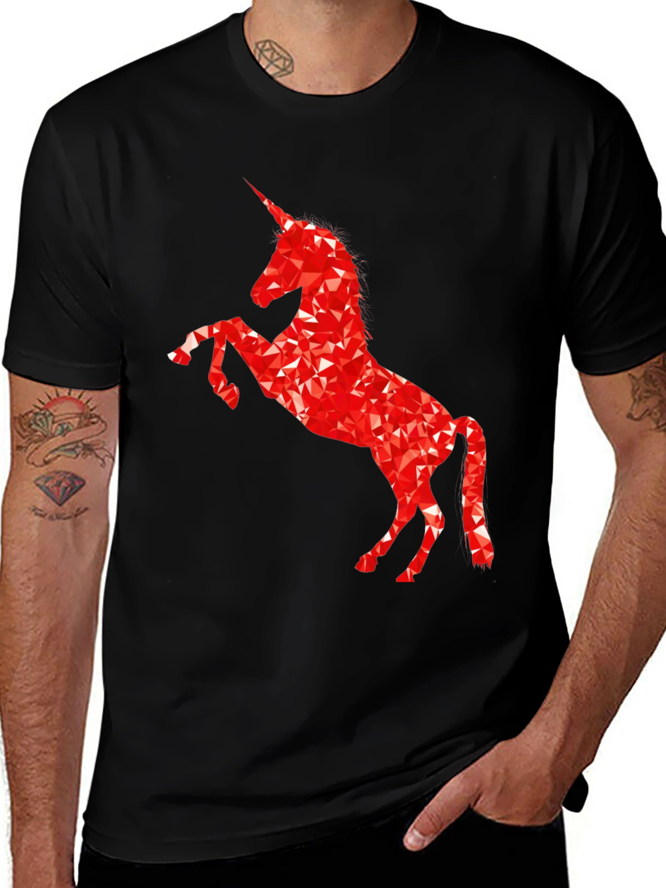 Variant 21 of Geometric Unicorn Graphic Tee - Black