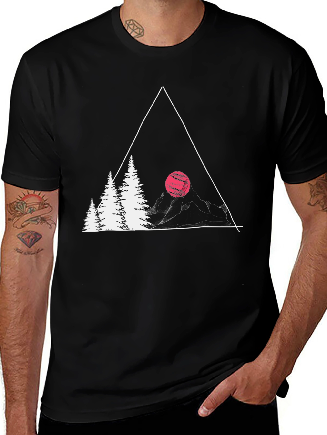 Variant 29 of Mountain Sunset Graphic Tee - Black Cotton Blend