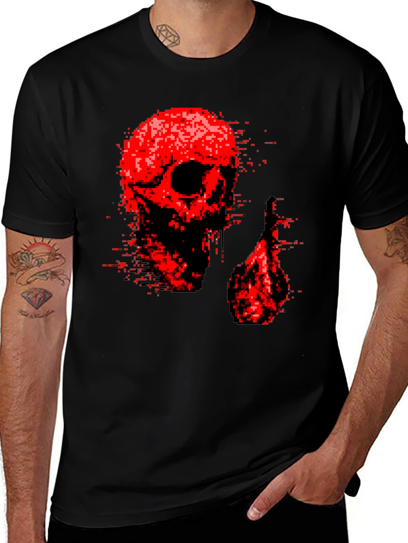 Variant 29 of Pixel Skull Graphic Tee - Edgy Style
