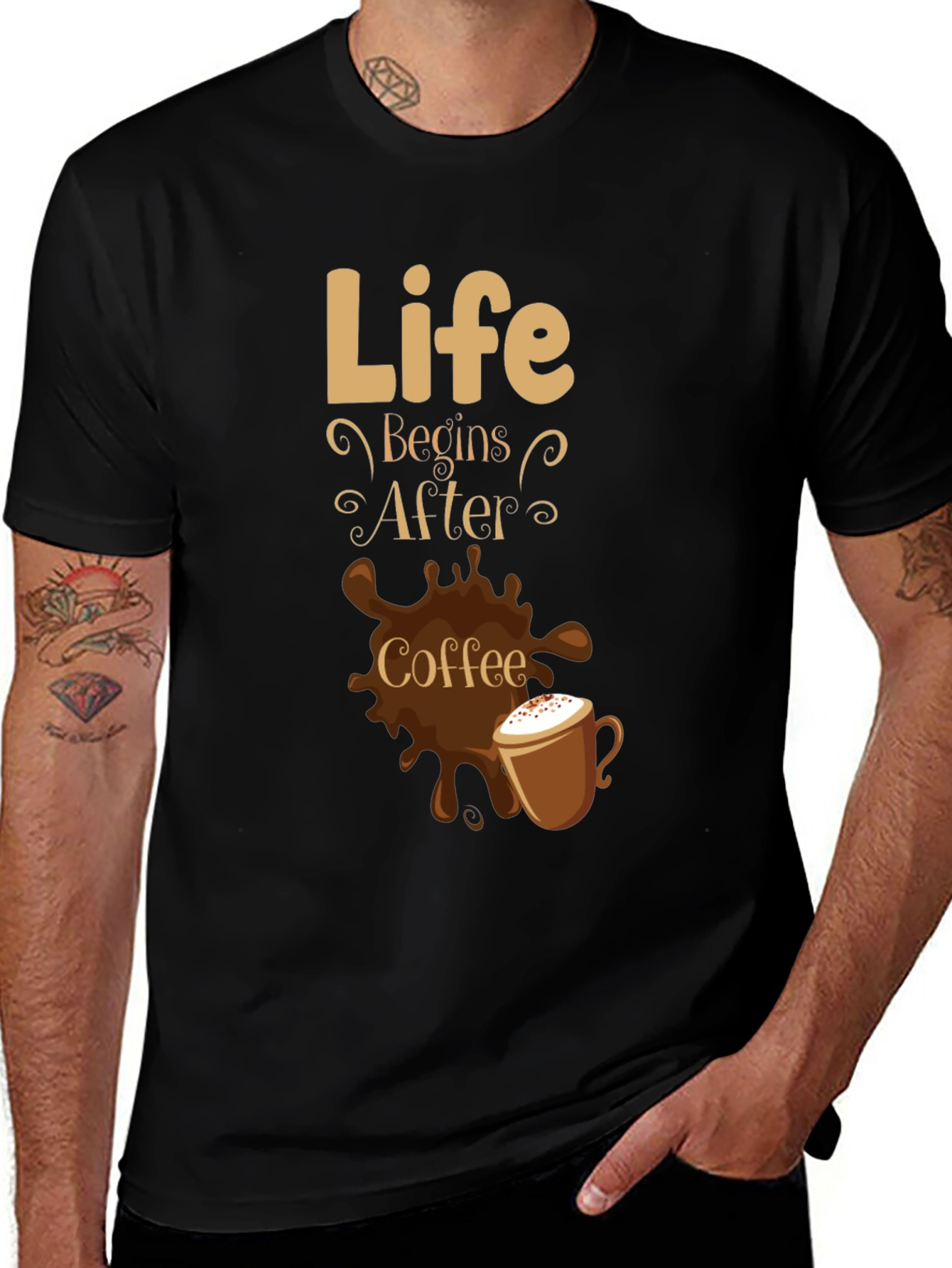 Variant 27 of Life Begins After Coffee Graphic T-Shirt