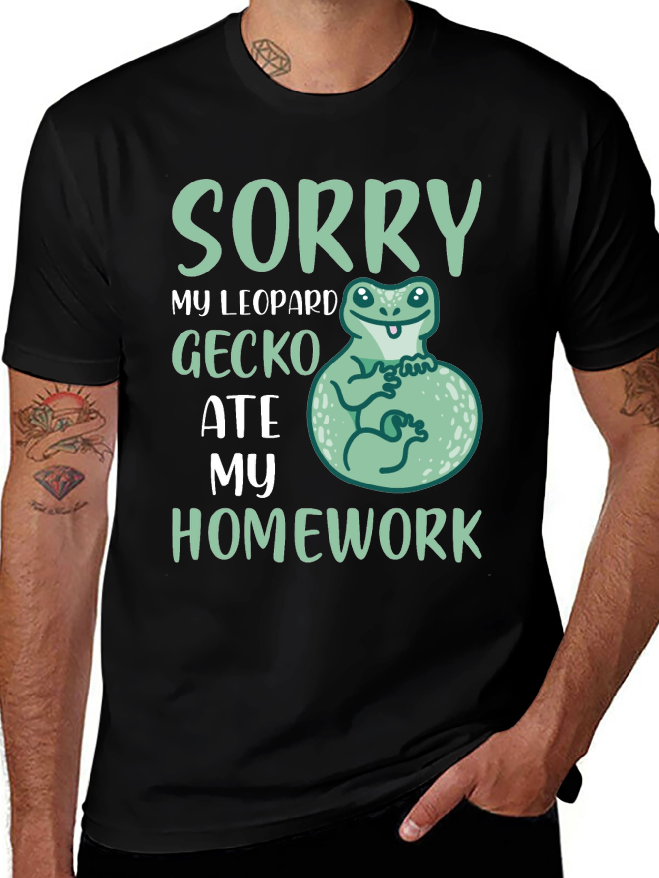 Variant 16 of Leopard Gecko Ate My Homework T-Shirt