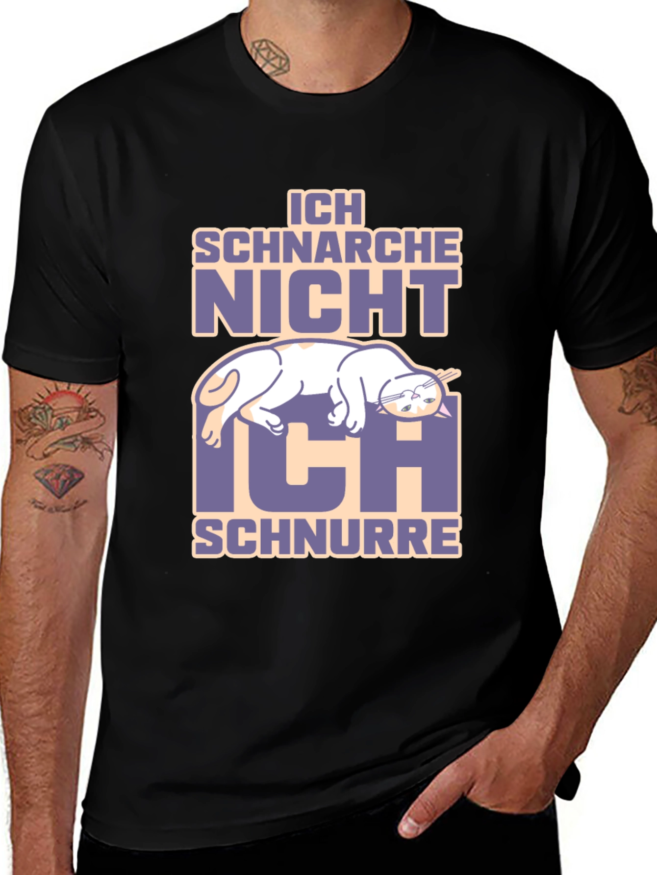 Ich Schnarche Nicht Funny Cat Graphic T-Shirt