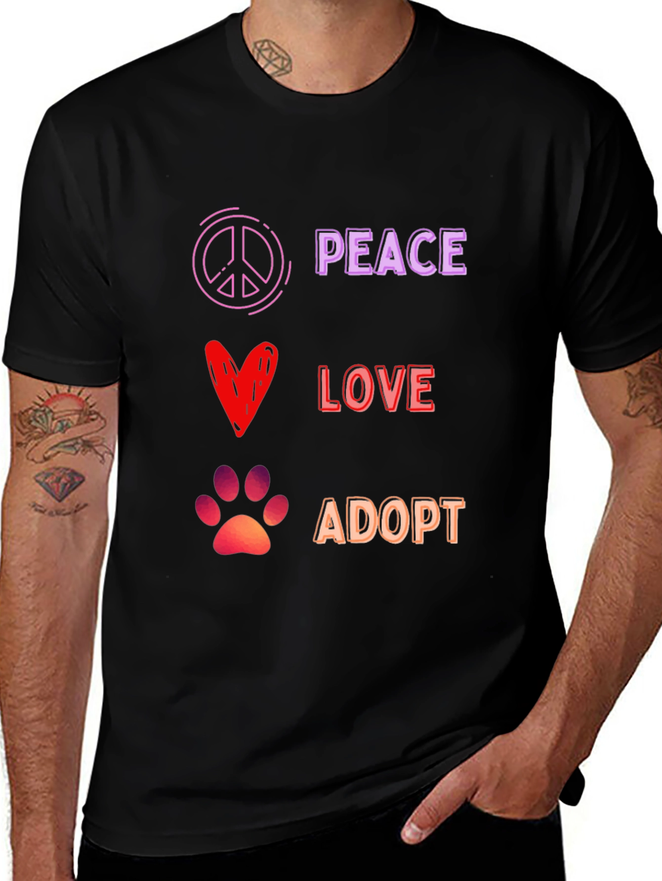 Variant 29 of Peace Love Adopt Graphic T-Shirt
