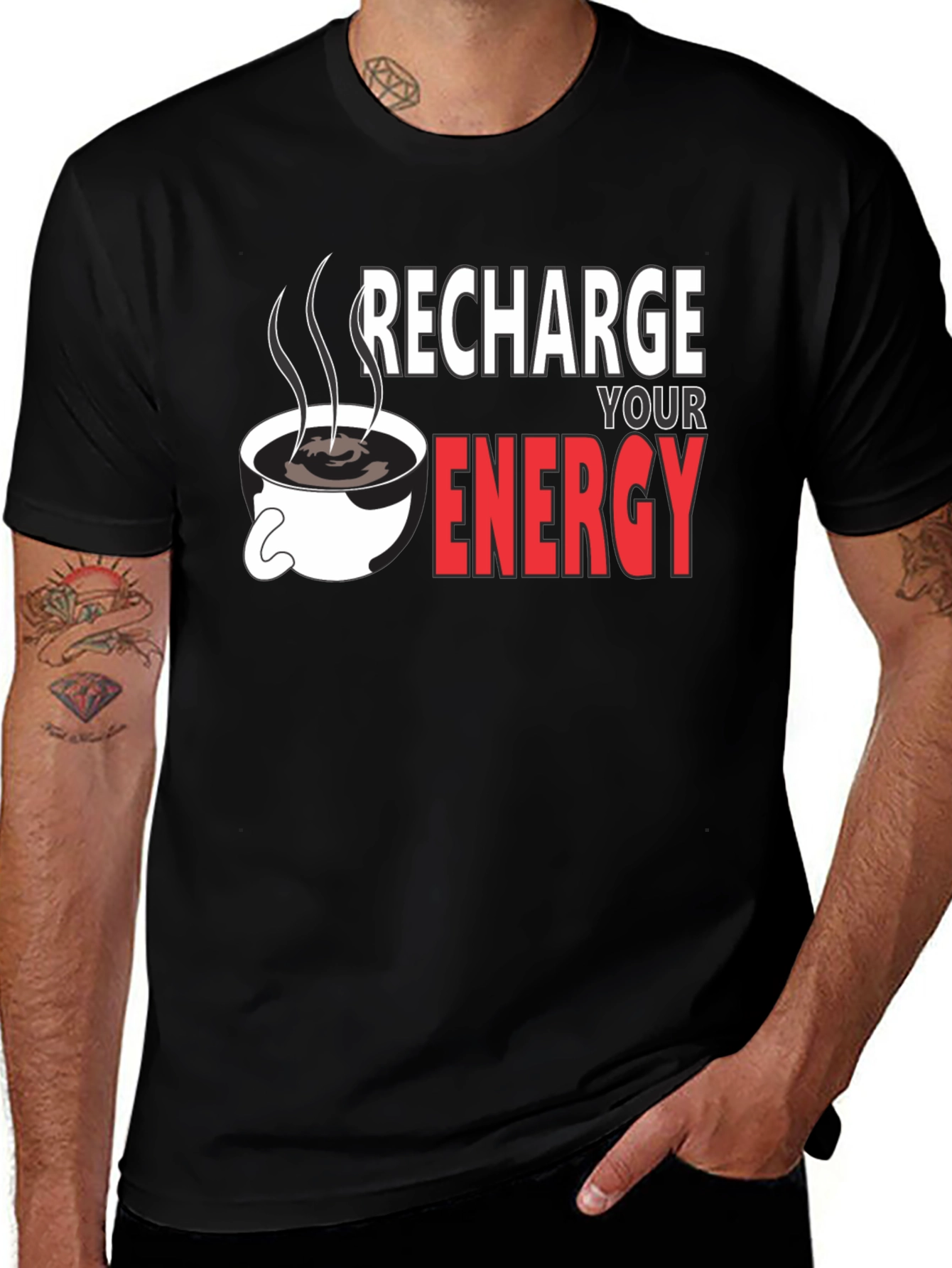 Recharge Your Energy Black T-Shirt