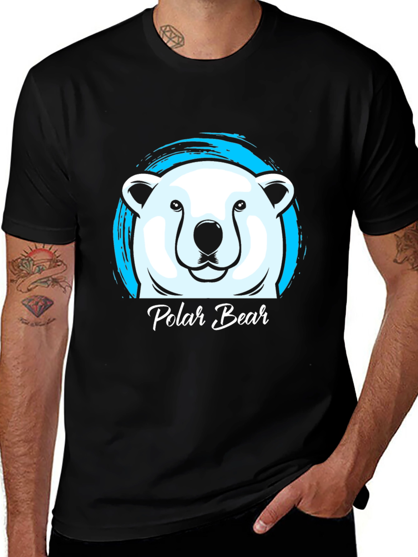 Variant 19 of Polar Bear Graphic Tee - Men's Black T-Shirt