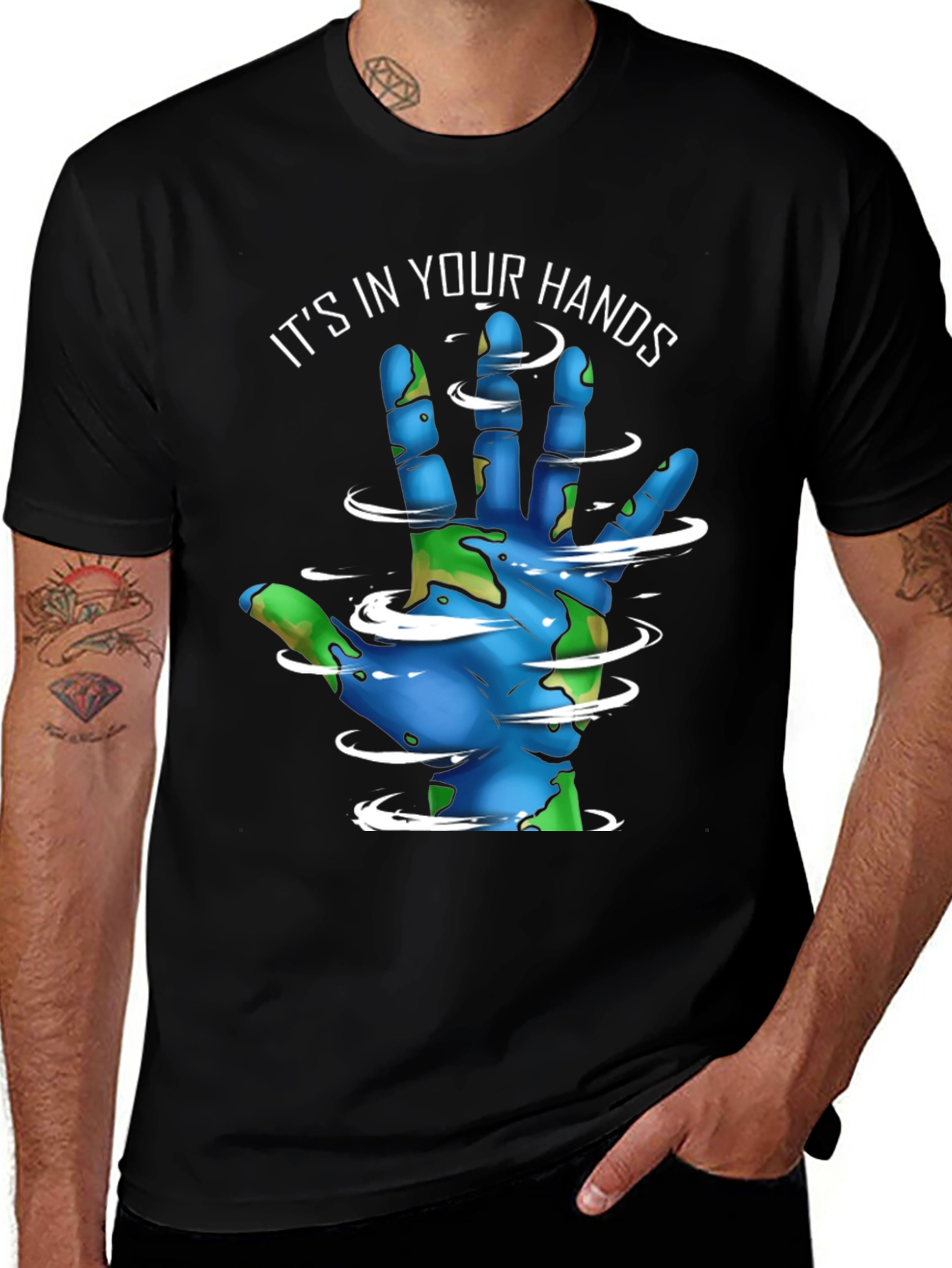 Variant 18 of Earth in Your Hands Graphic Tee - Save the Planet!