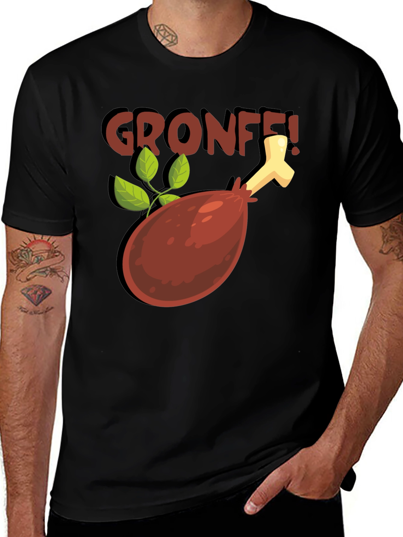 Gronfe T-Shirt - Cartoon Turkey Leg Design