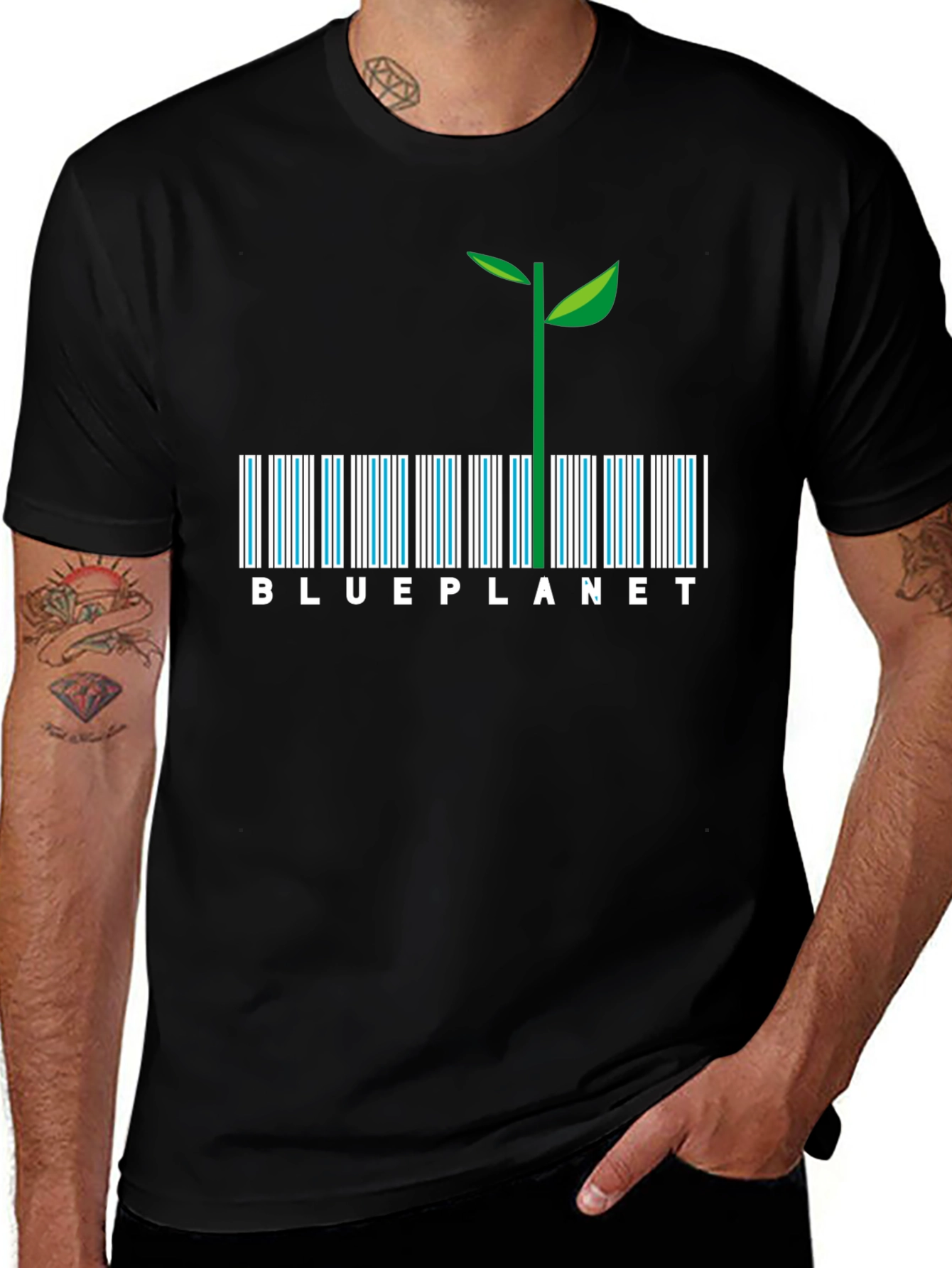 Variant 4 of Blue Planet Barcode Plant T-Shirt