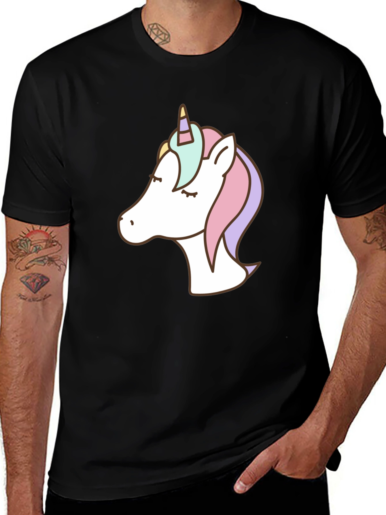 Variant 24 of Unicorn Graphic Tee - Black Cotton Blend