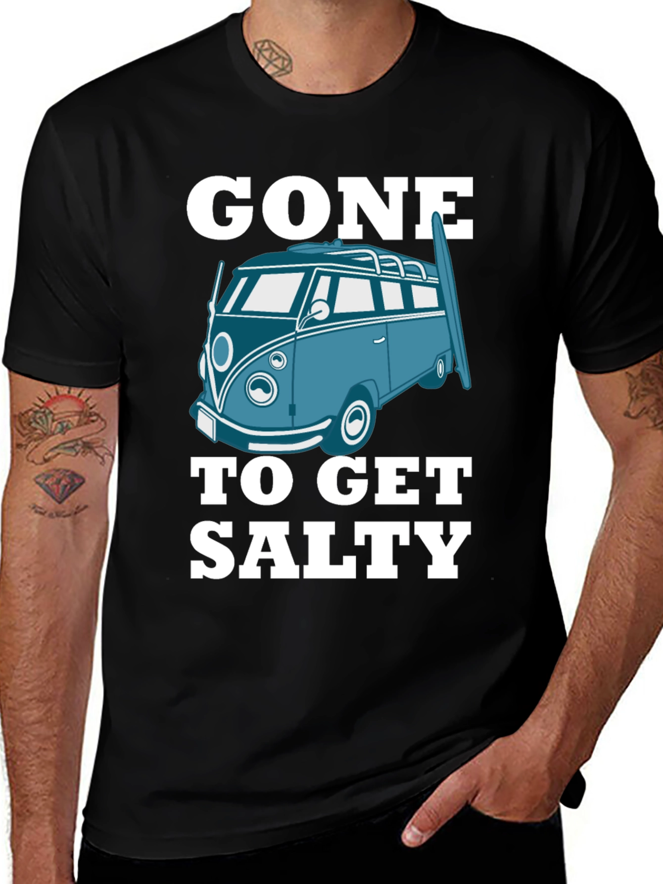 Variant 15 of Gone To Get Salty Graphic Tee - VW Bus Surfer
