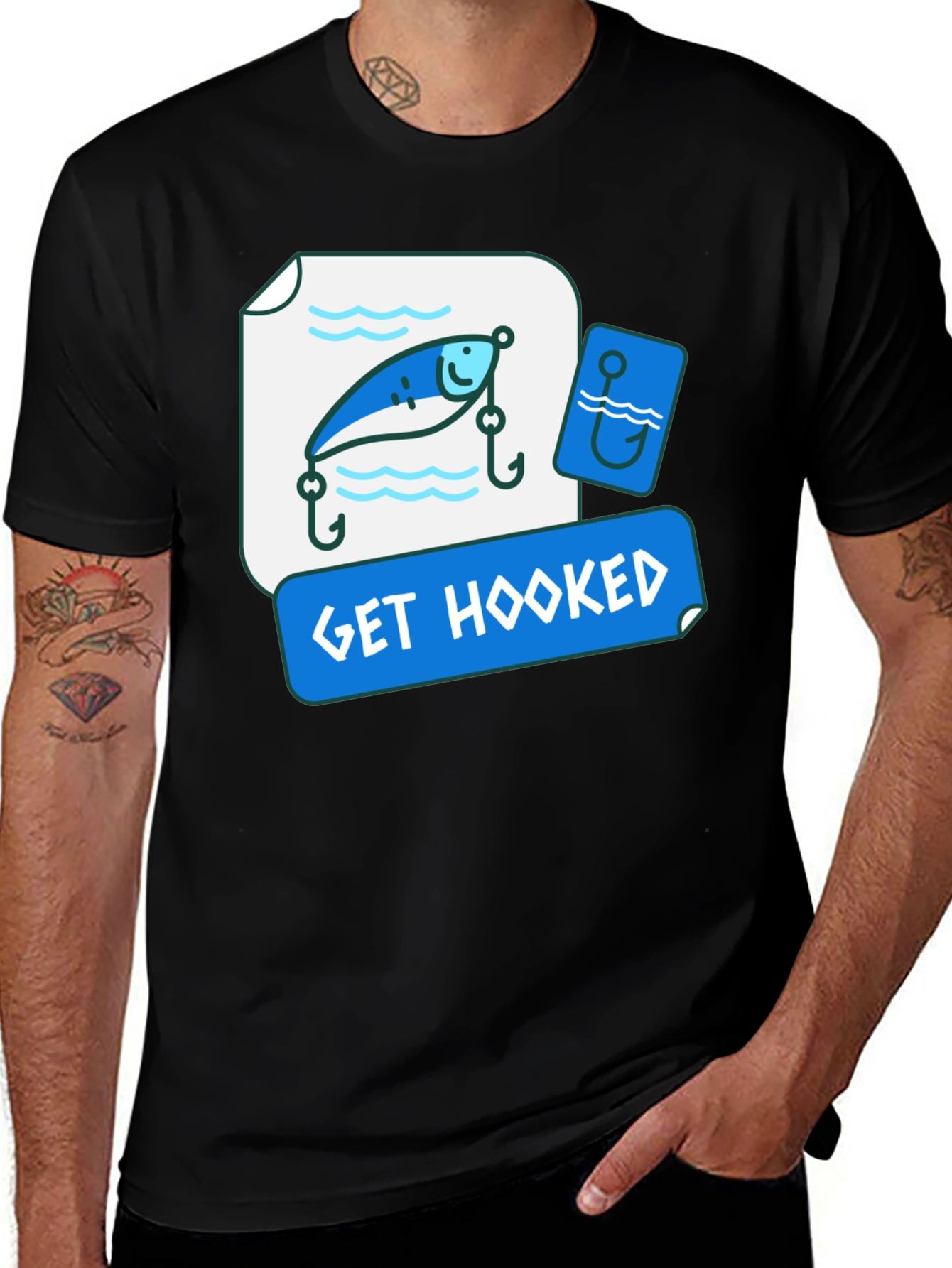 Variant 19 of Get Hooked Fishing Lure Graphic T-Shirt