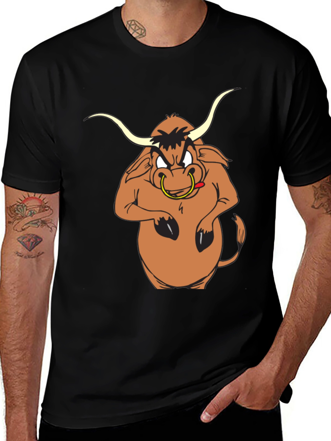 Variant 9 of Angry Bull Cartoon Graphic T-Shirt