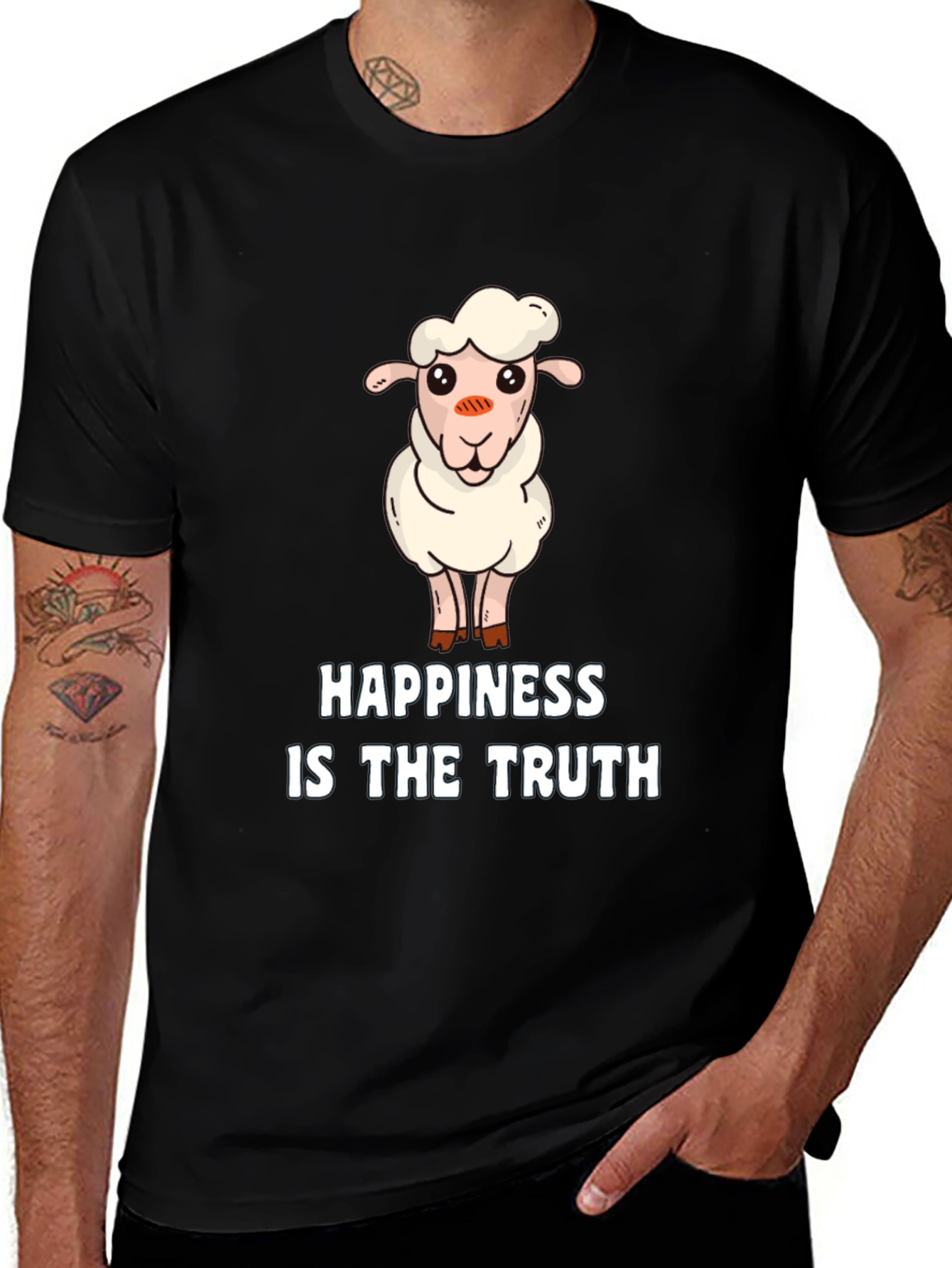 Variant 17 of Cute Sheep T-Shirt - Happiness is the Truth