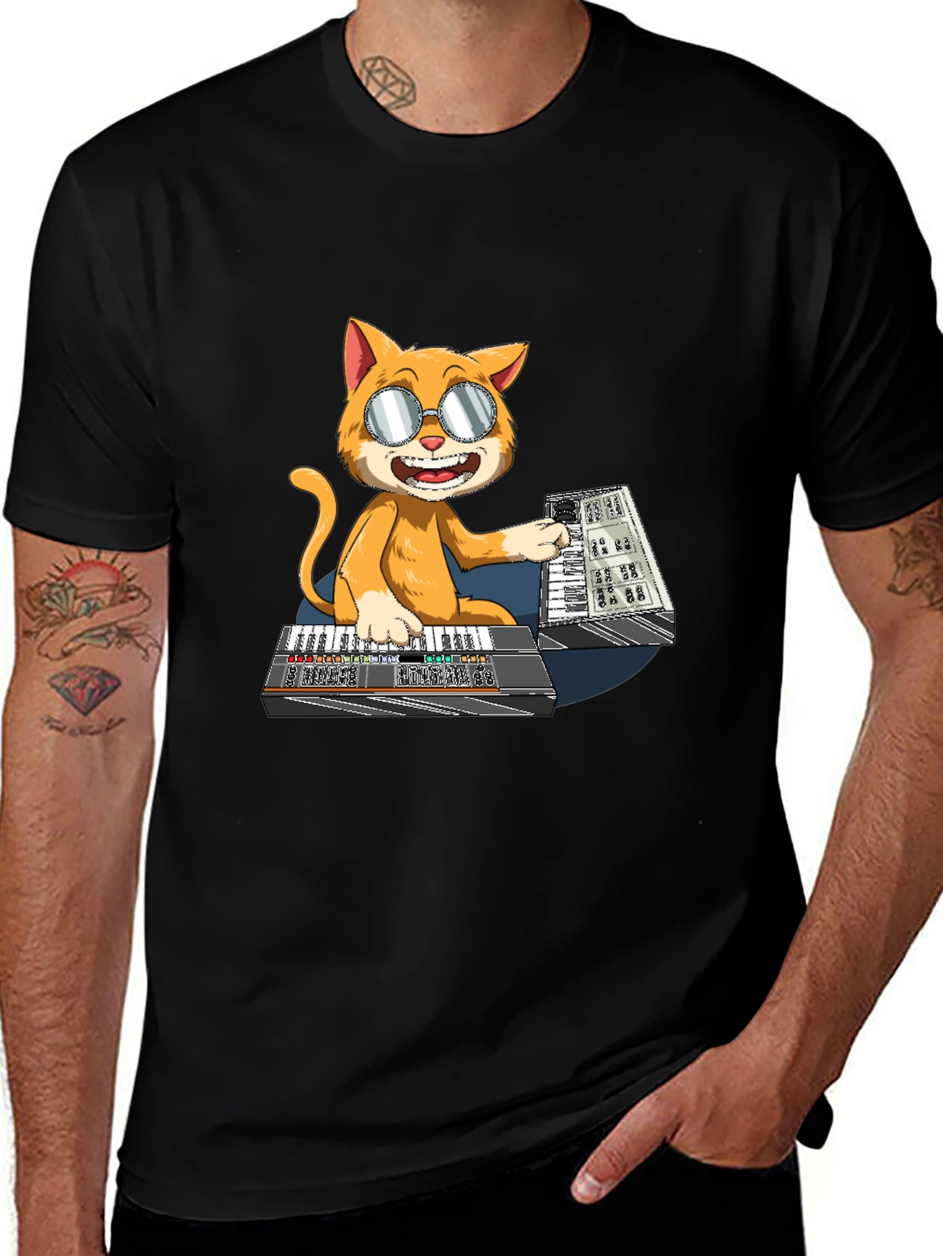 Variant 4 of Cool Cat Keyboardist T-Shirt