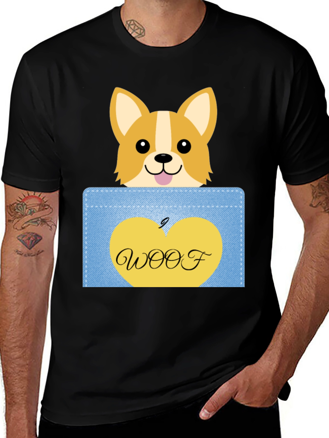 Variant 29 of Cute Corgi Pocket T-Shirt - Woof!
