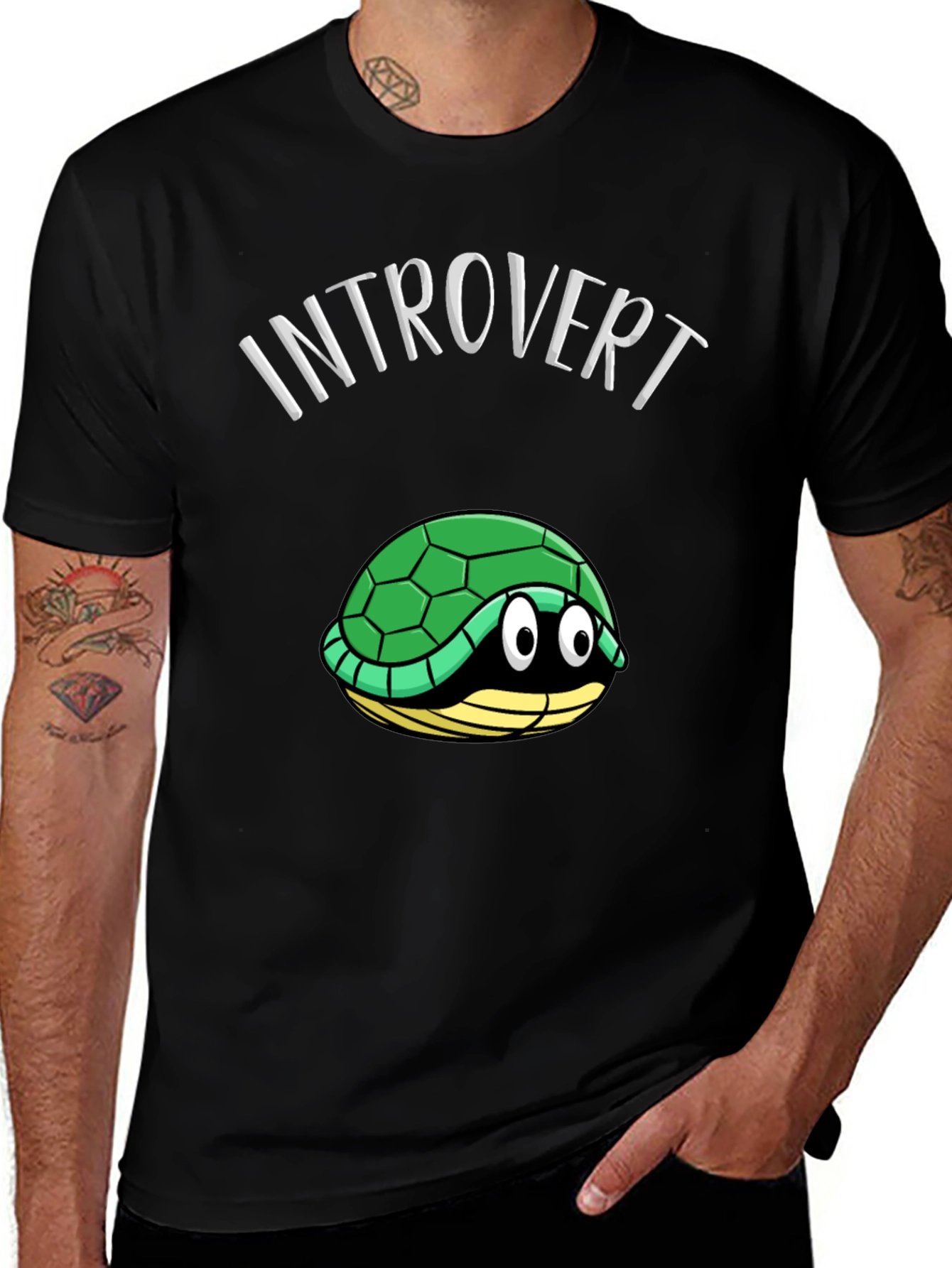 Black Introvert Turtle T-Shirt Funny Graphic Tee main image