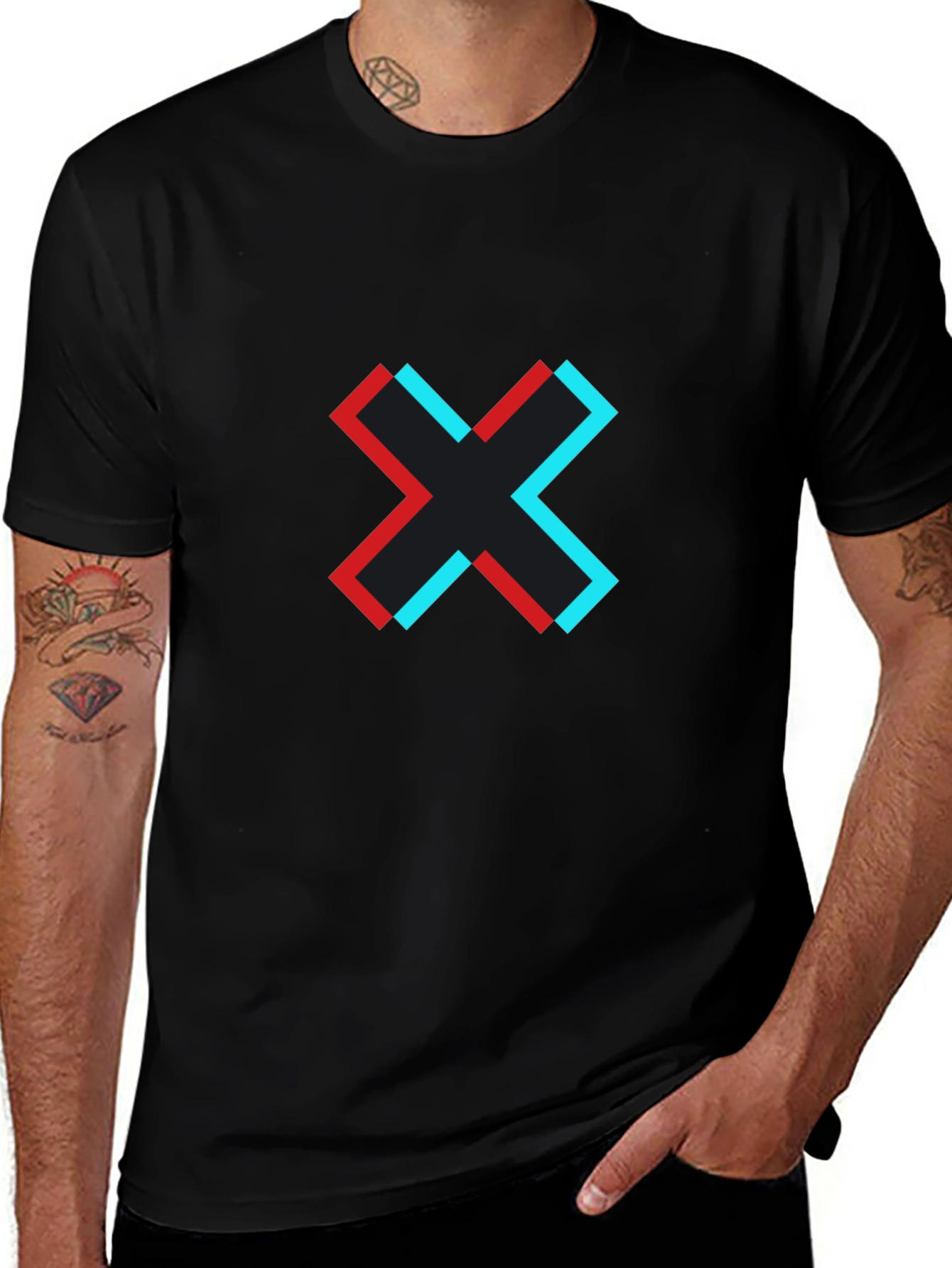 Variant 24 of Abstract X Graphic Black T-Shirt
