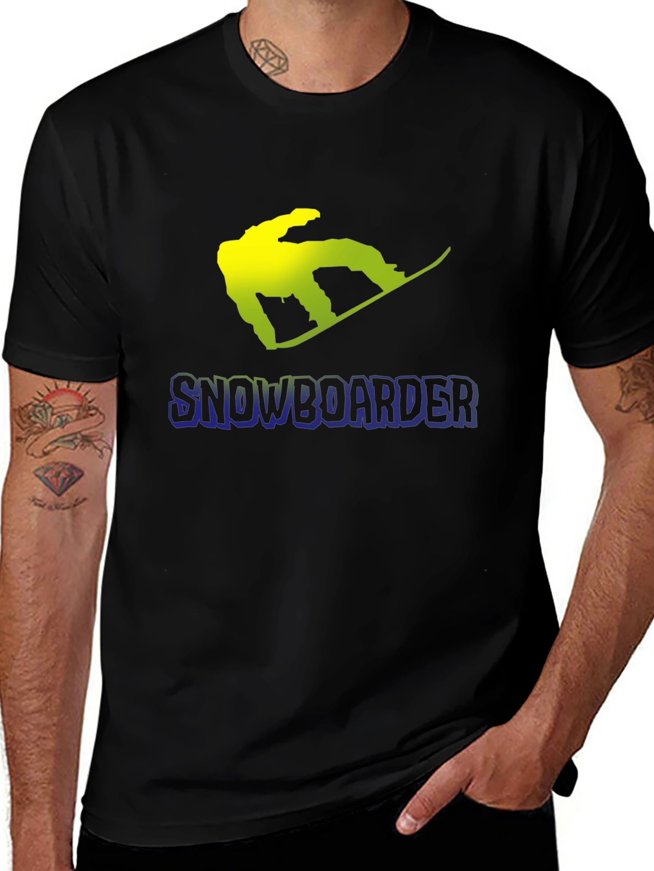 Variant 22 of Snowboarder Graphic Black T-Shirt