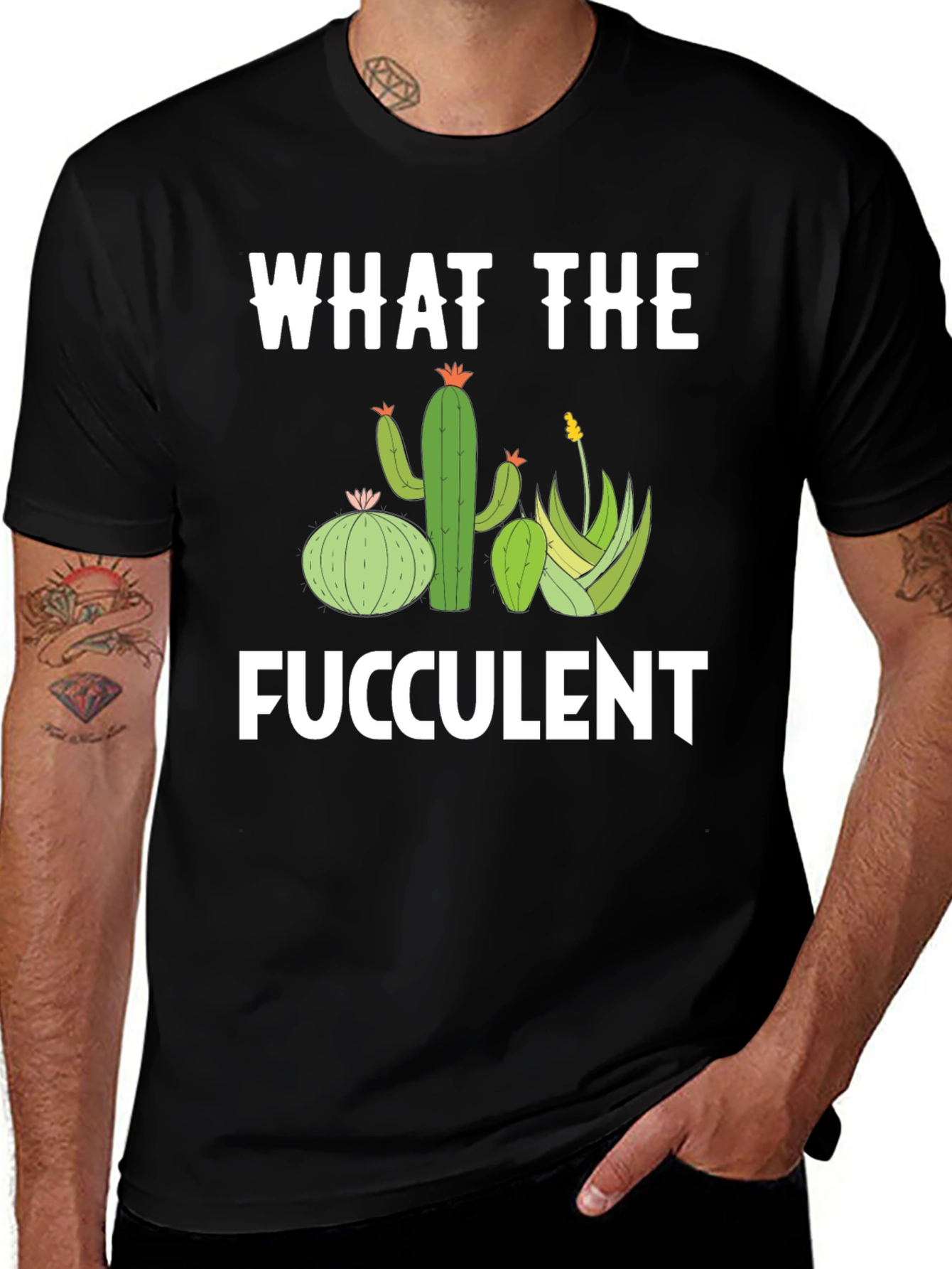 Variant 11 of What The Fucculent T-Shirt - Funny Cactus Plant Tee
