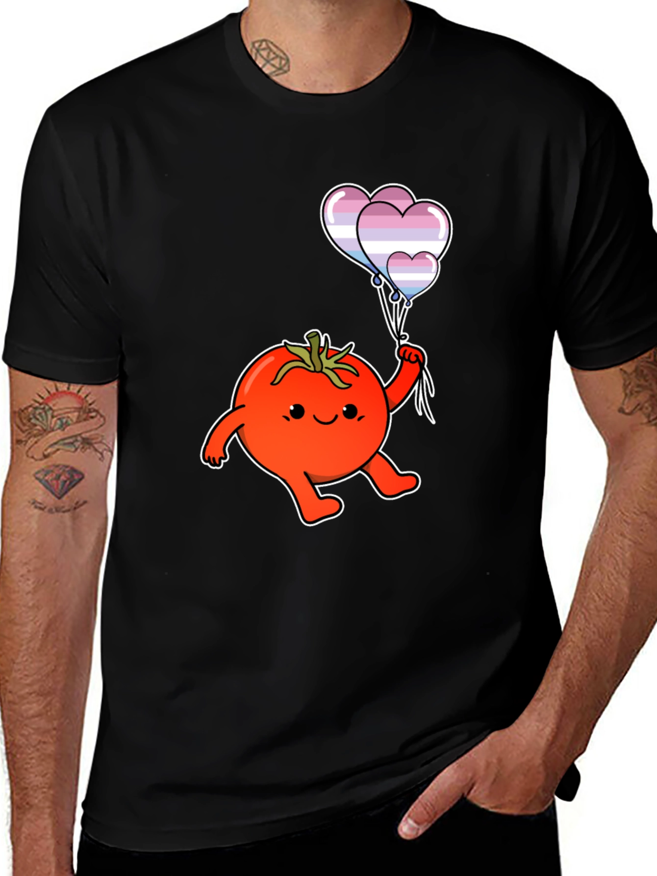 Variant 21 of Tomato with Transgender Pride Balloons T-Shirt