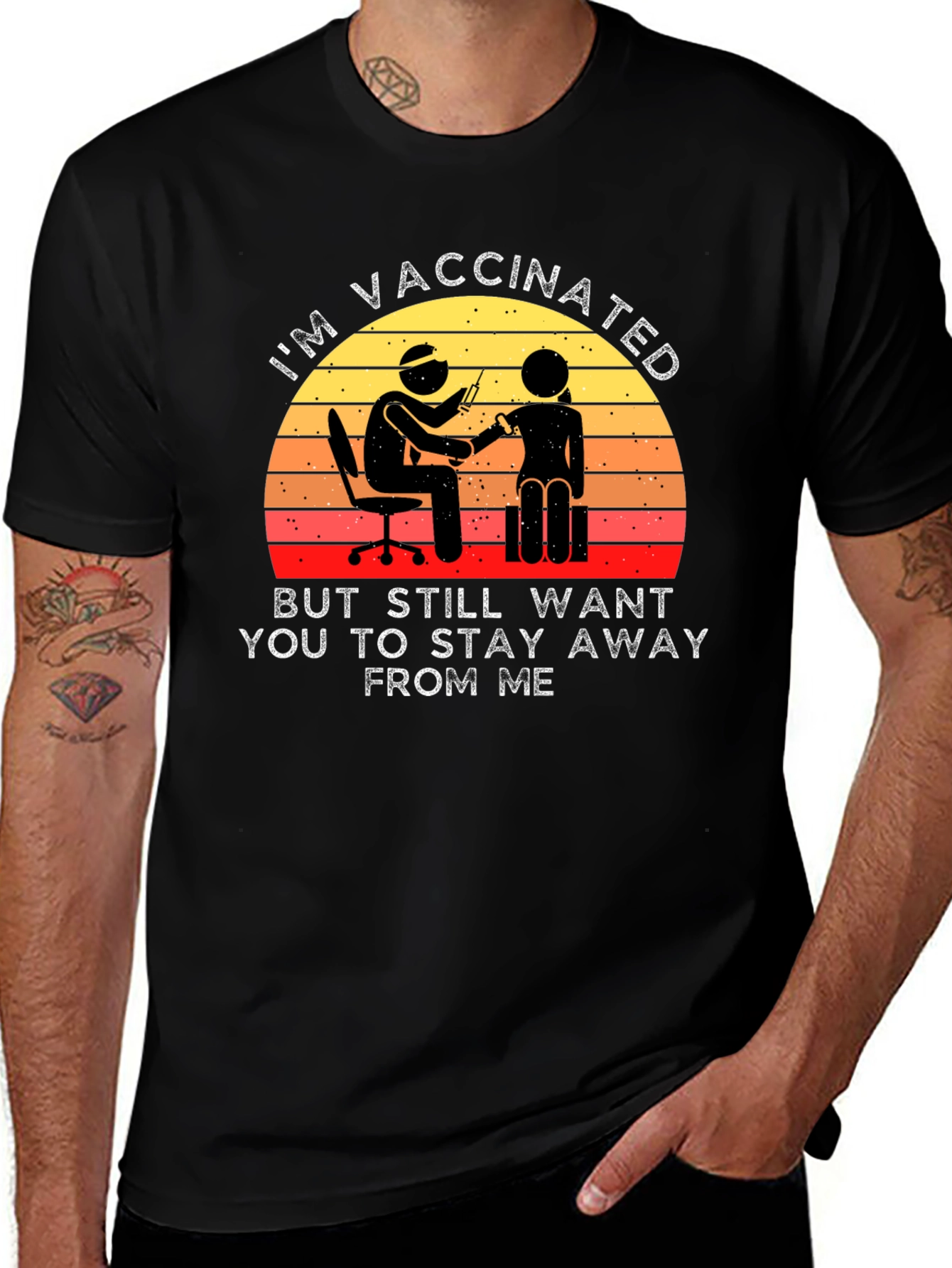 Variant 2 of Vaccinated Stay Away T-Shirt